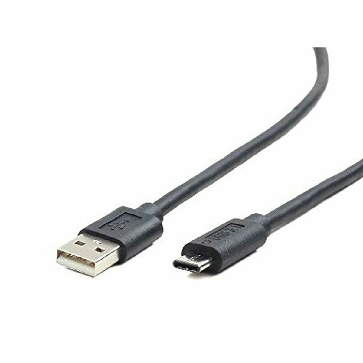 Czarny kabel USB z wtyczką USB-A i micro-USB, na białym tle.