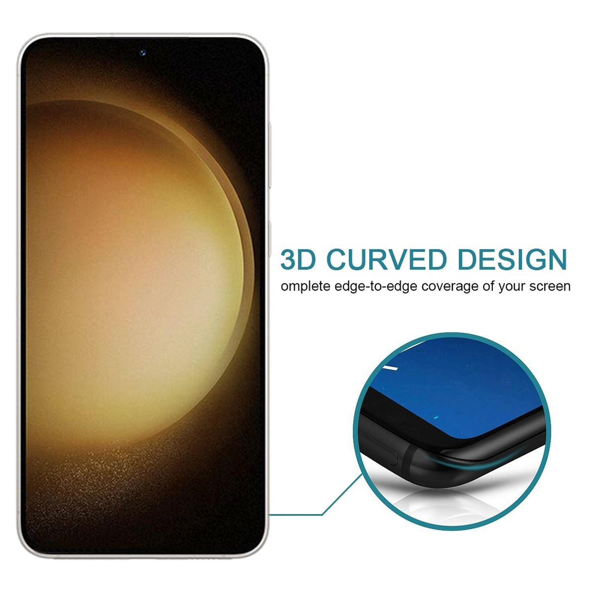 Smartphone mit Displayschutzfolie, zeigt gebogenes Design und randlose Abdeckung.