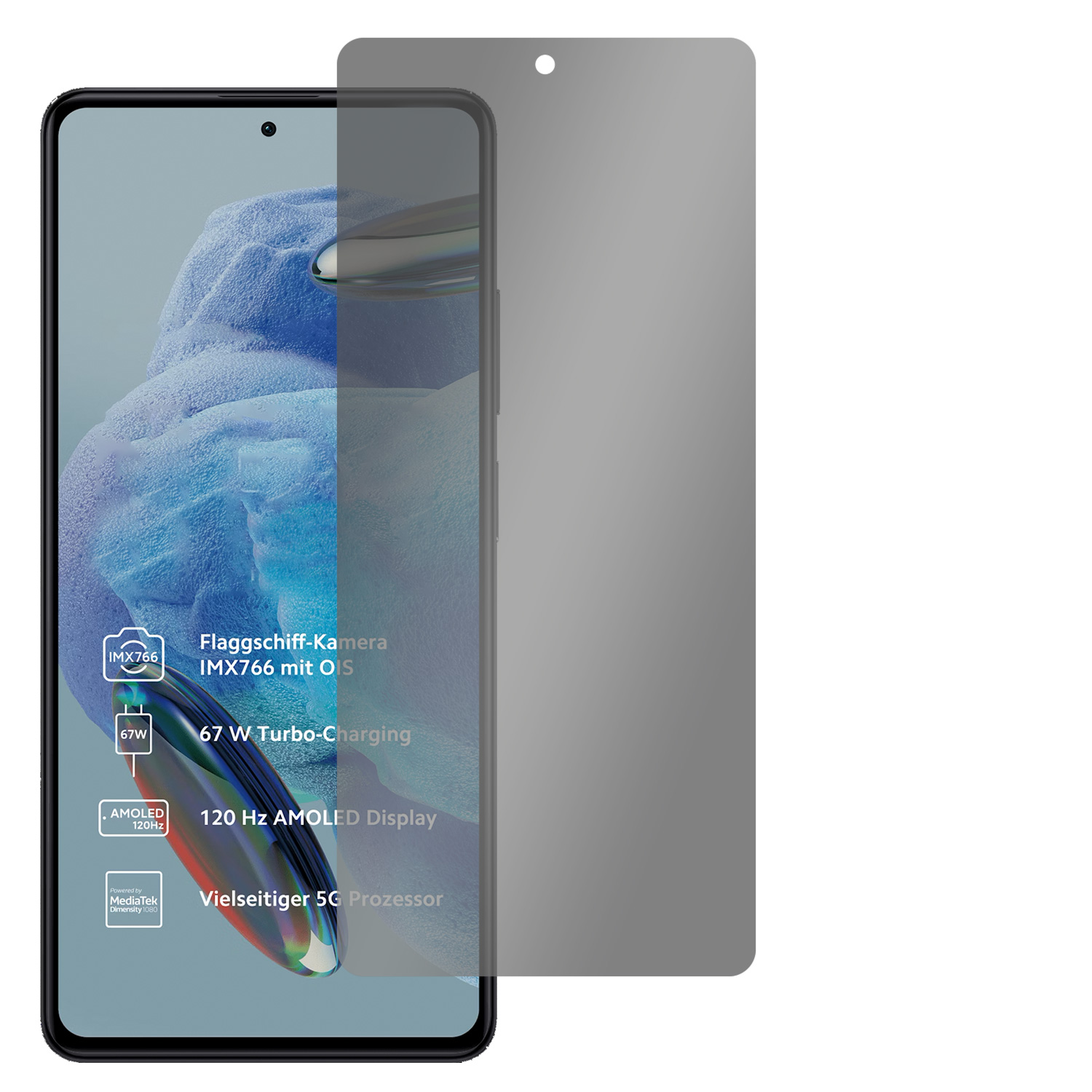 SLABO Blickschutz View Protection 360° Displayschutz(für Note Pro Schwarz 5G) Xiaomi 12 Redmi