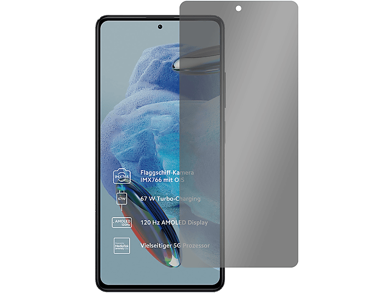 SLABO Blickschutz View Protection Schwarz 360° Displayschutz(für Xiaomi Redmi Note 12 Pro 5G) | Displayschutzfolien & Gläser