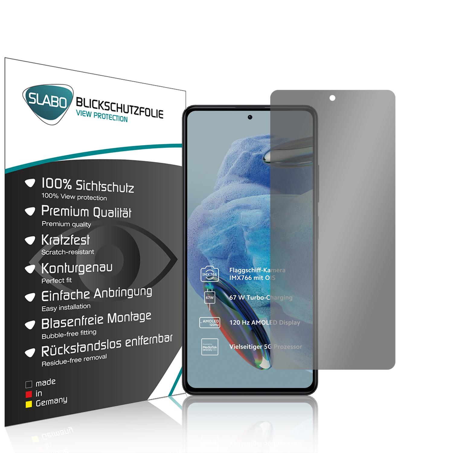 SLABO Blickschutz View Protection 360° Displayschutz(für Note Pro Schwarz 5G) Xiaomi 12 Redmi