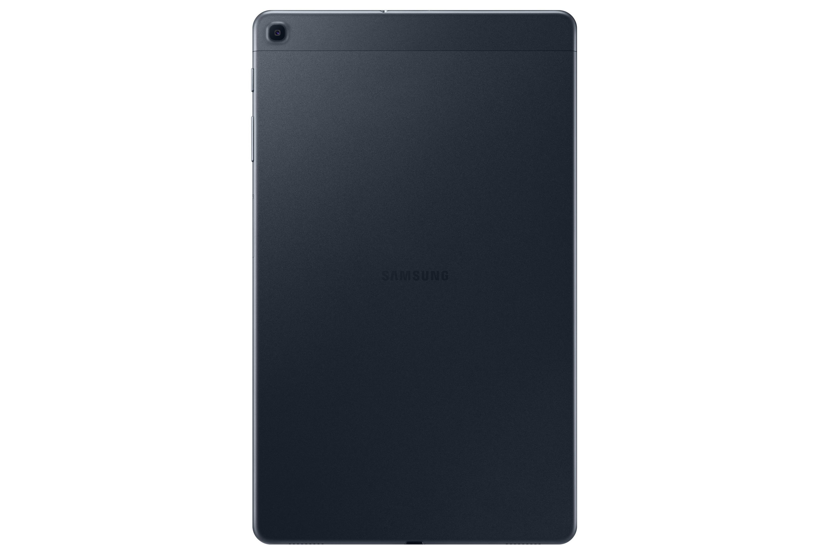 Un tablet Samsung blu scuro, il retro è visibile.