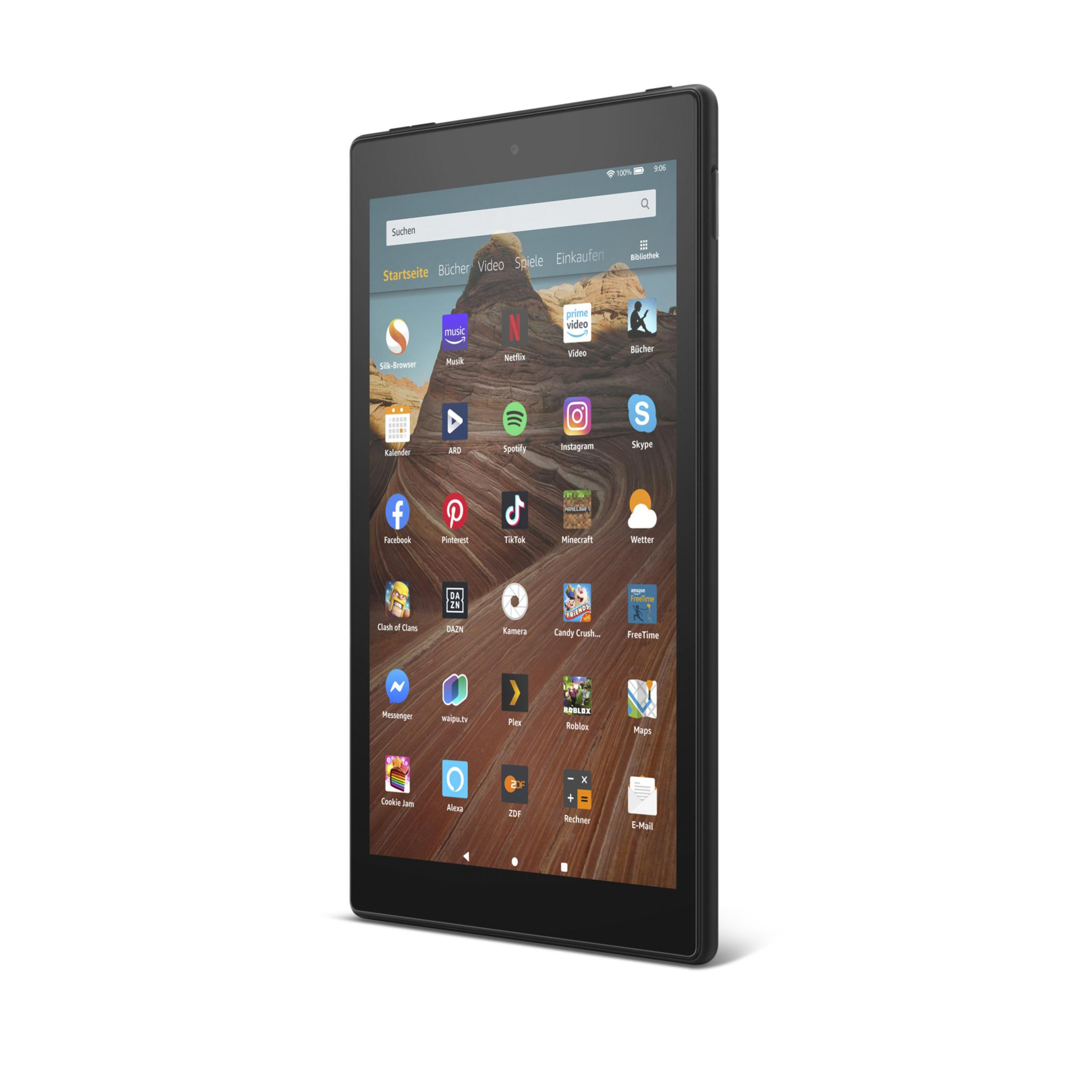 Ein schwarzes Tablet mit verschiedenen App-Symbolen auf dem Bildschirm.