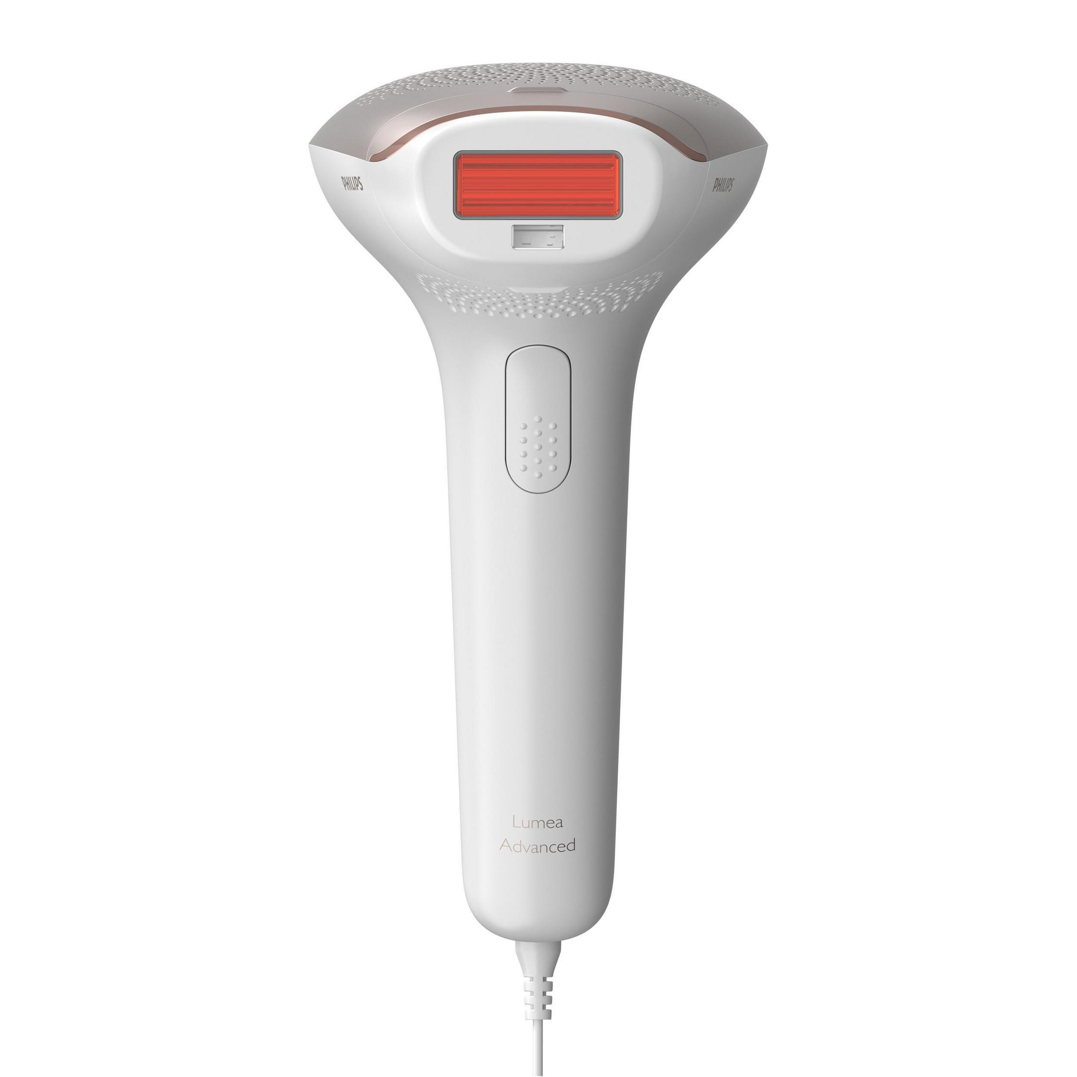 Dispositivo de depilación Philips Lumea Advanced blanco. Fondo blanco.