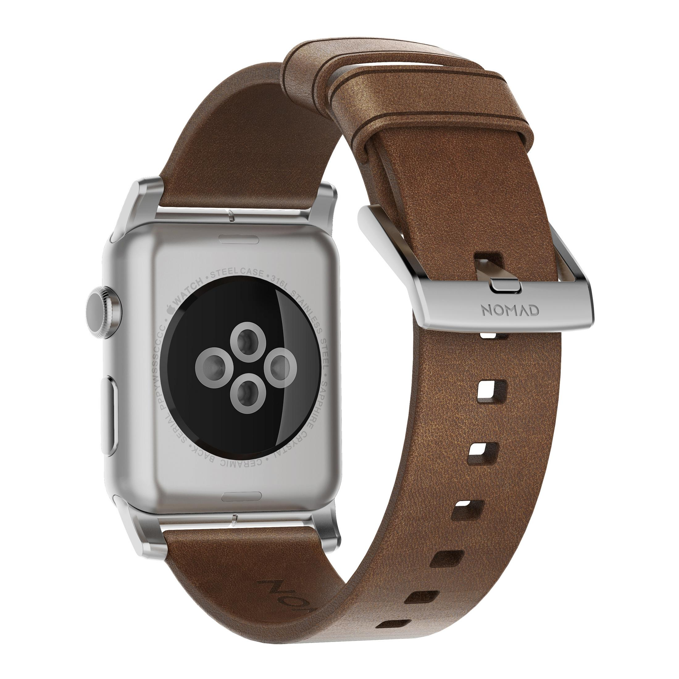 NOMAD NM1A4RSM00 STRAP MODERN LEATHER Watch Watch Edition, 3 2, SILVER und 1, 42MM, 4, Watch Apple, Apple Braun/Silber Sport, Ersatzarmband, Apple Serien BROWN und Apple