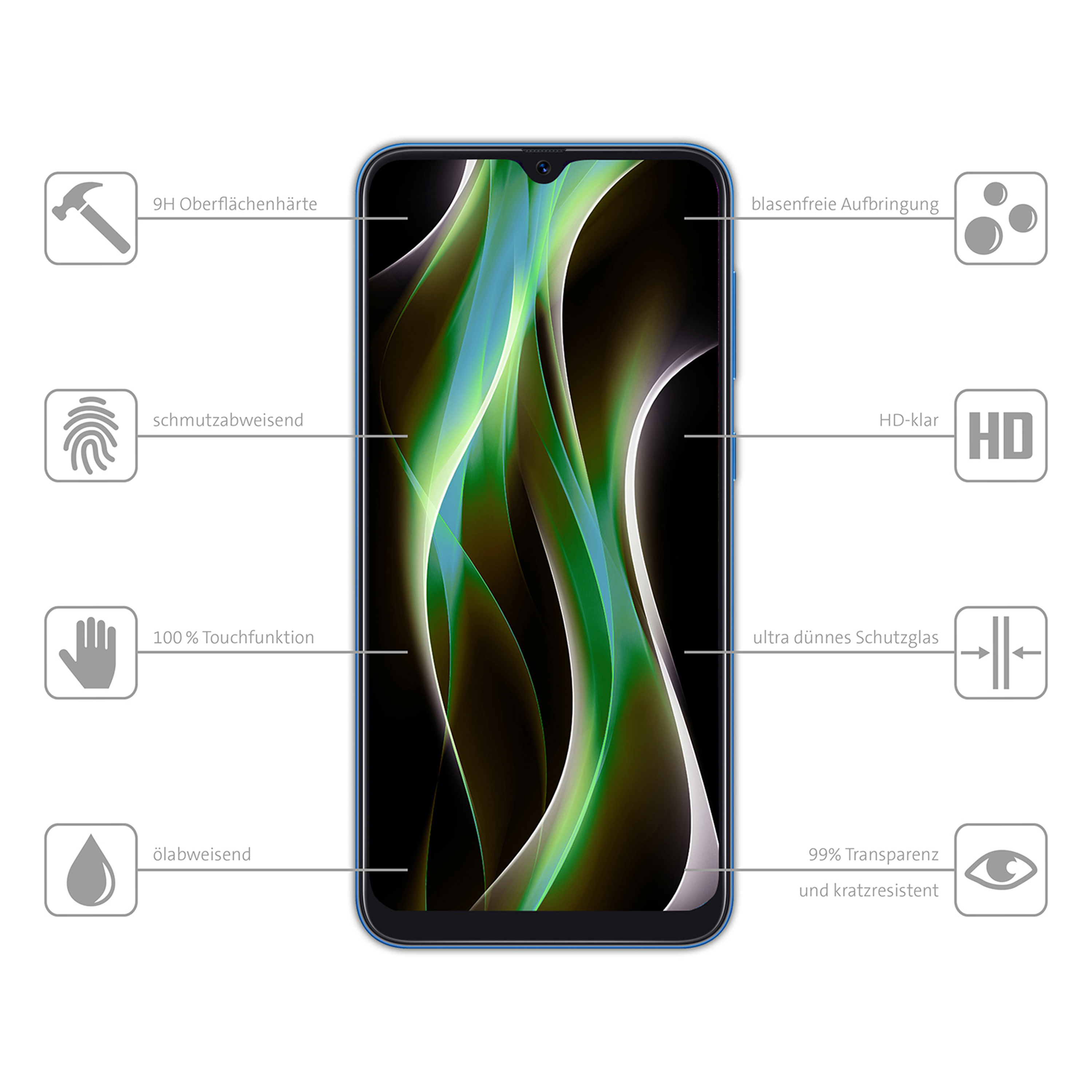 Panzerglas Xiaomi HBASICS A3) Schutzglas, Displayschutz(für 3x Mi