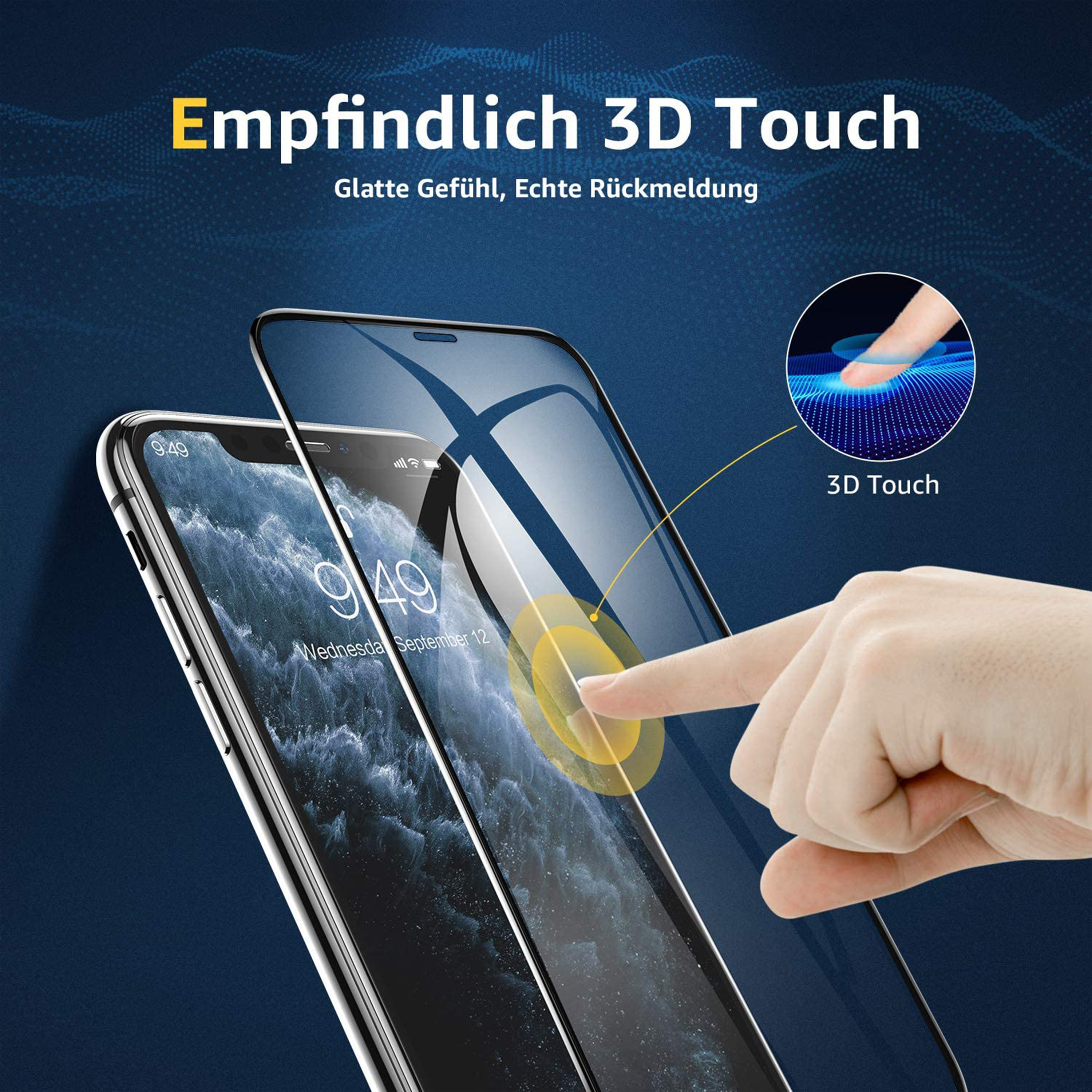 Panzerglas HBASICS 6s+) / Displayschutz(für Apple 3x Iphone 6+ Schutzglas,