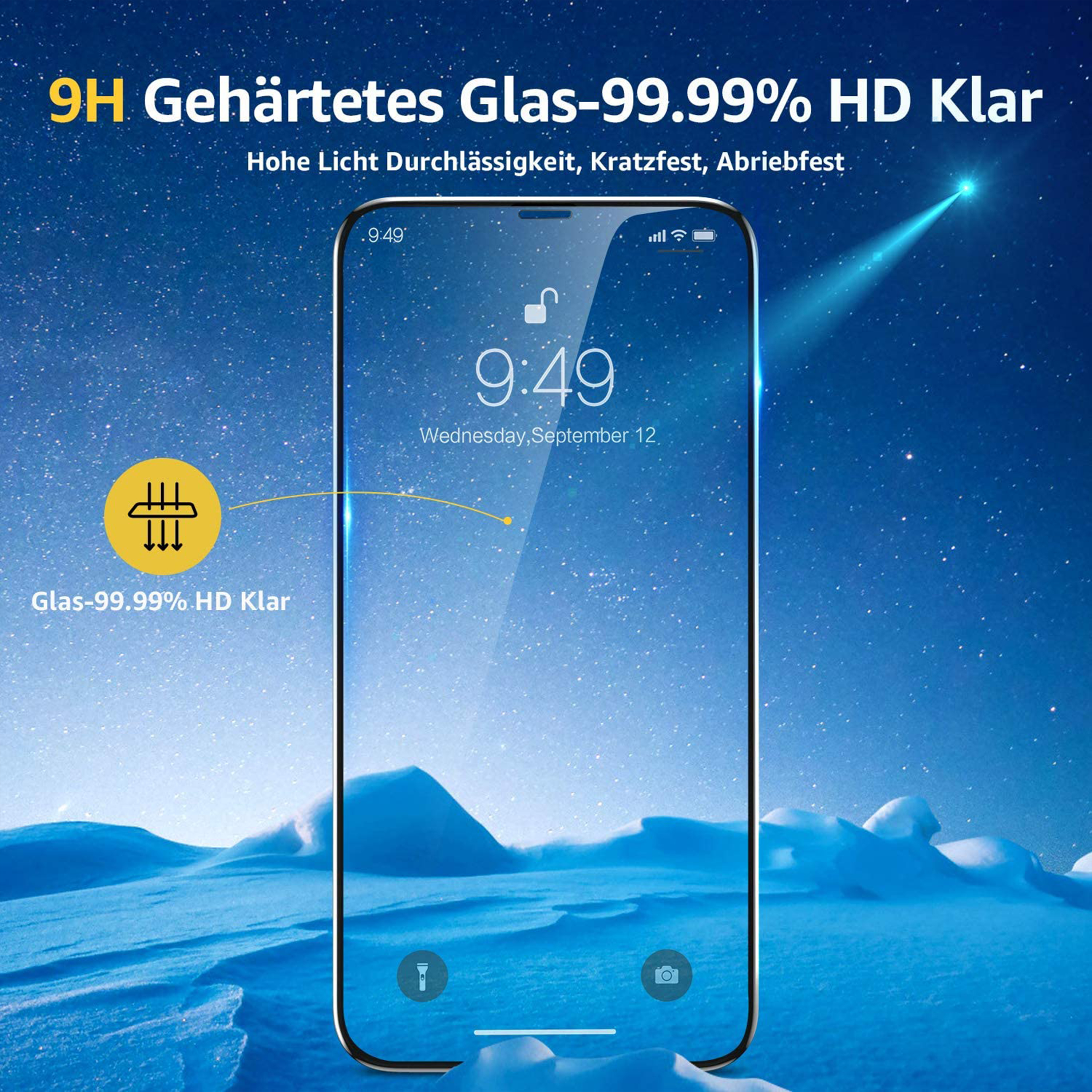 Apple Schutzglas, Panzerglas Displayschutz(für mini) 12 3x Iphone HBASICS