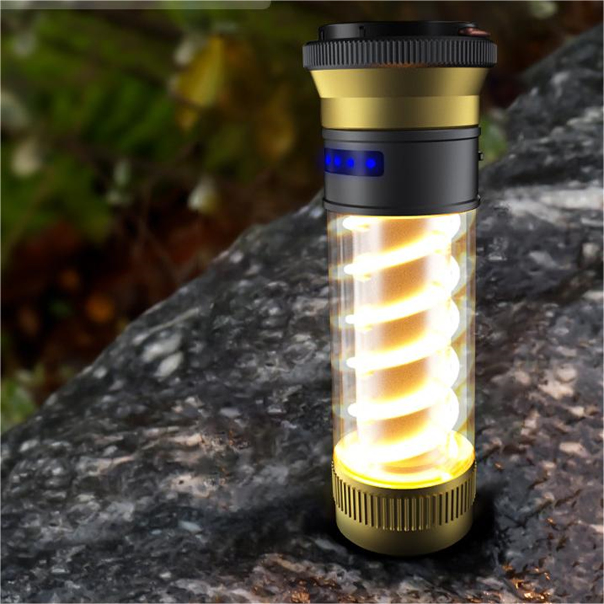 UWOT Outdoor-Taschenlampe: Stromverbrauchsbeständig, Doppelspirallicht, tragbar,Gold wasserdicht und Taschenlampe