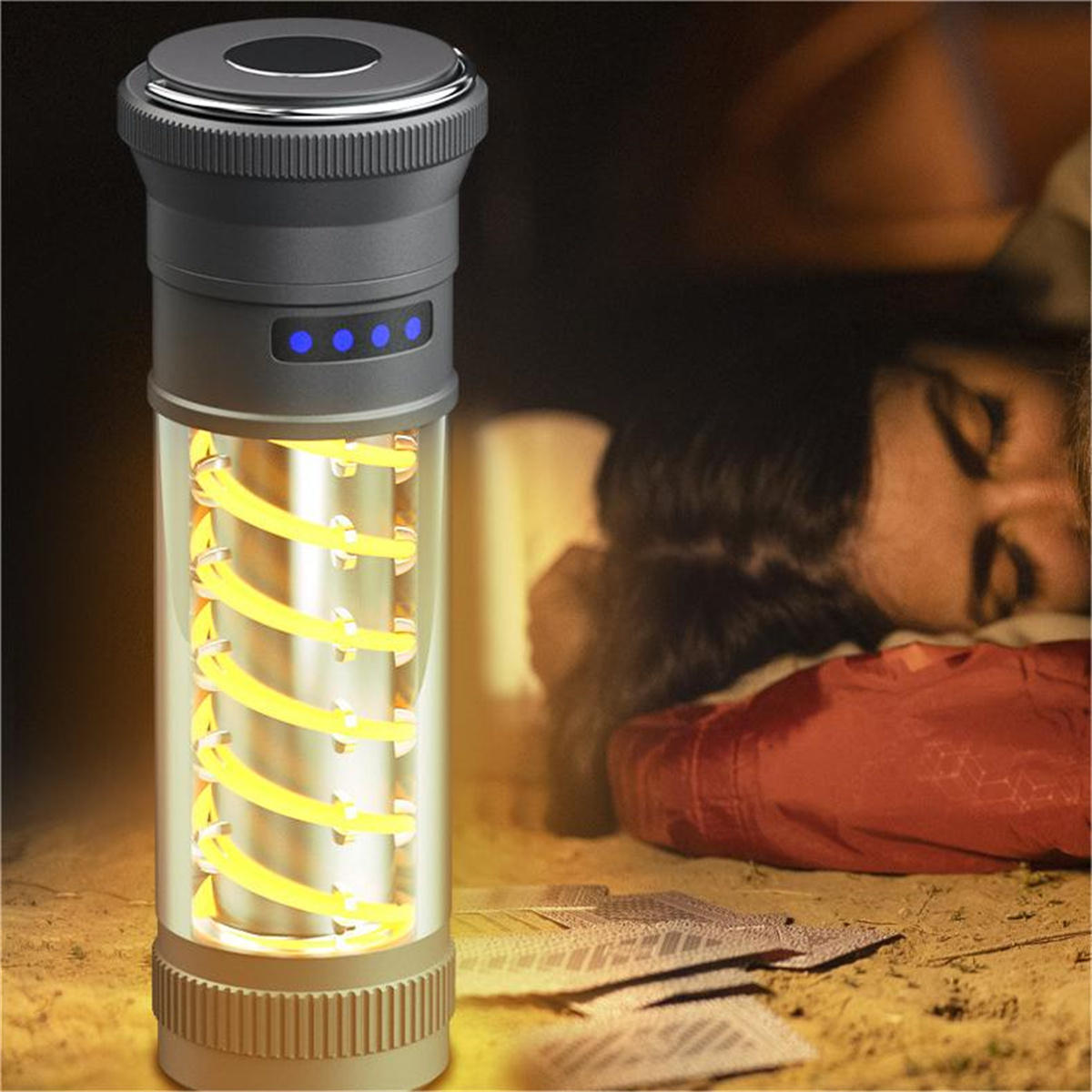 UWOT Outdoor-Taschenlampe: Stromverbrauchsbeständig, Doppelspirallicht, Taschenlampe tragbar,Gold wasserdicht und