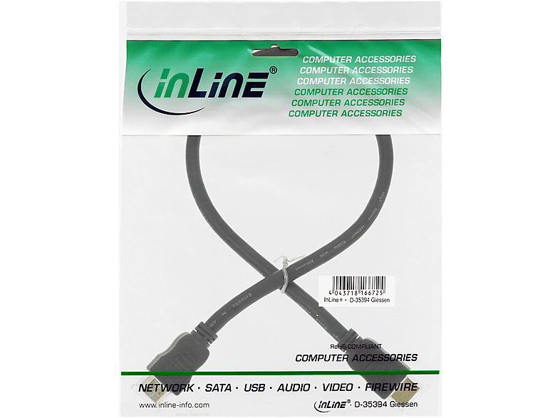INLINE InLine® HDMI Stecker, HDMI-High mit HDMI Ethernet, Stecker Speed Kabel, 