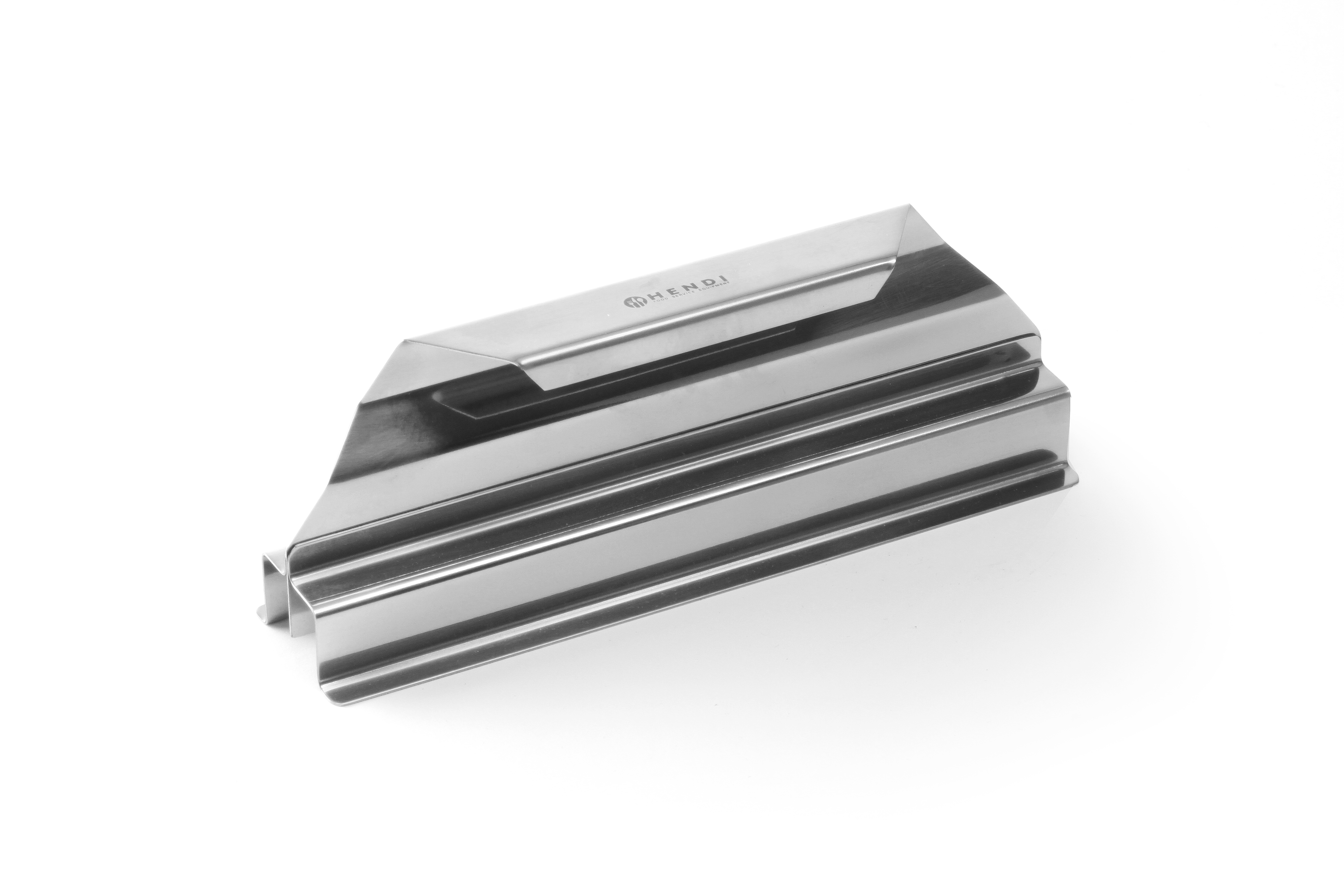 Scaldavivande in acciaio inox argento a tre livelli, su sfondo bianco.