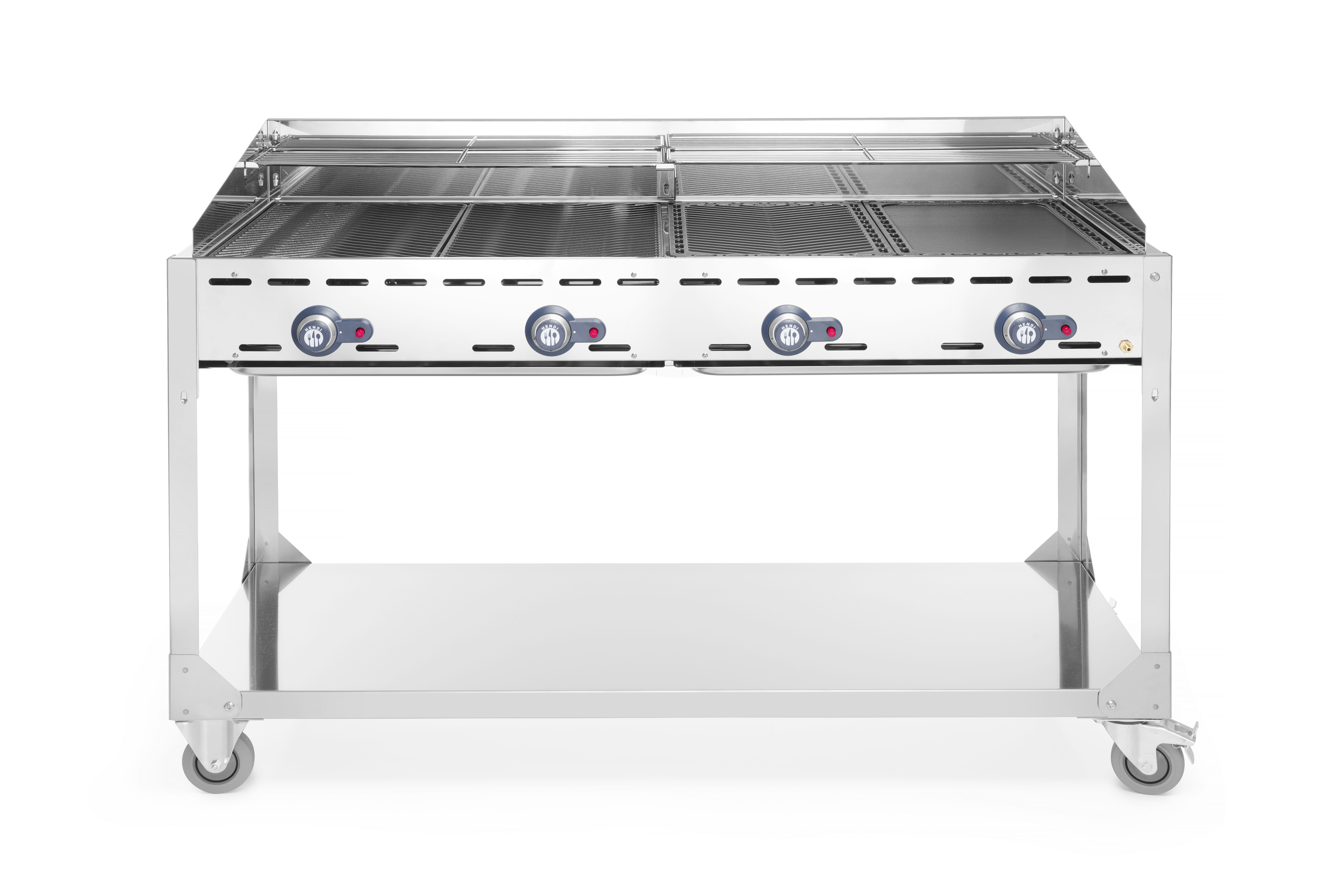 Griglia esterna in acciaio inox con quattro bruciatori.