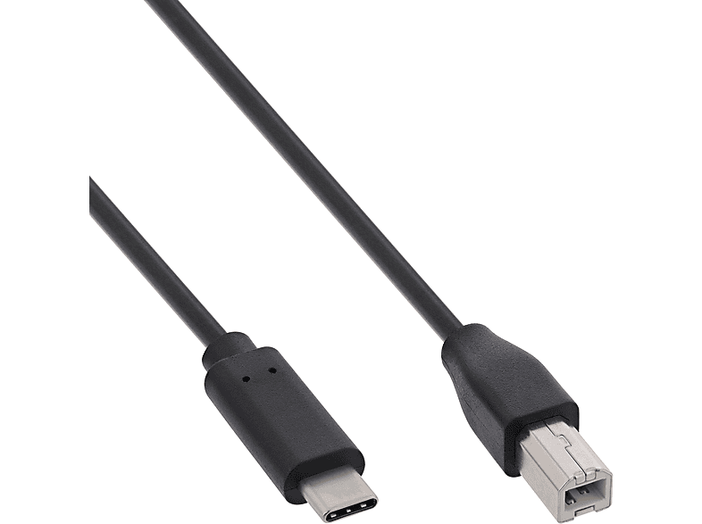 USB USB-C 3m Kabel, B Stecker, an Stecker schwarz, Kabel InLine® 2.0 INLINE USB