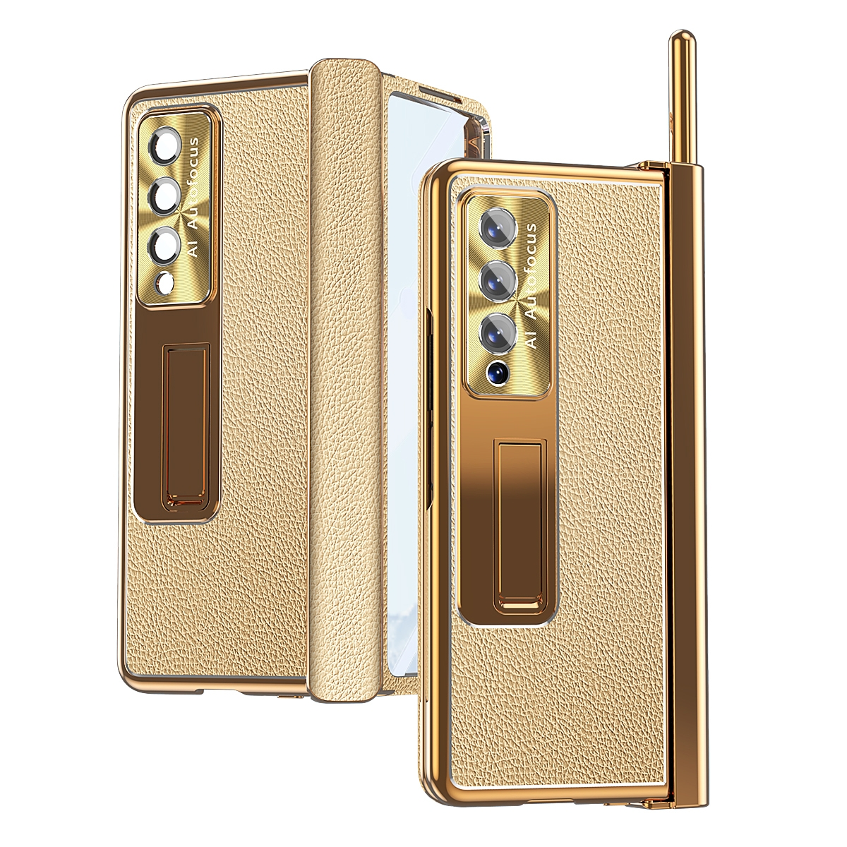 WIGENTO Magnetische 360 Hülle Grad Gold Bookcover, Stift, Z + Fold4 Samsung, Galaxy 5G