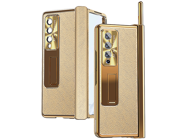 WIGENTO Magnetische 360 Hülle Grad Gold Bookcover, Stift, Z + Fold4 Samsung, Galaxy 5G