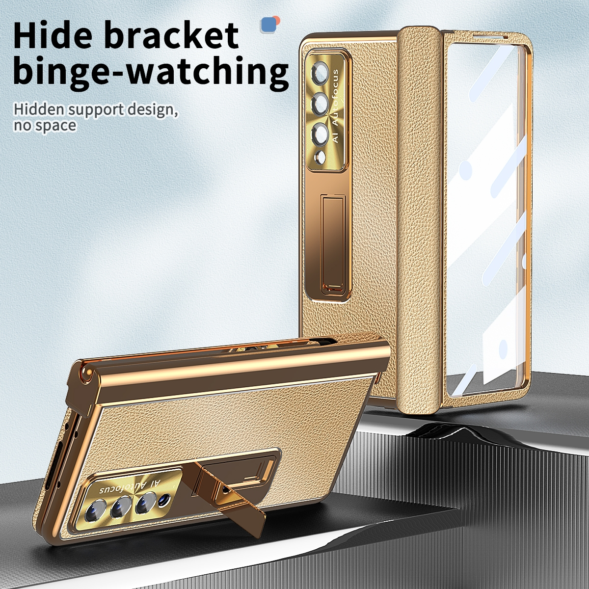 5G, Samsung, Hülle WIGENTO + Fold4 Stift, Grad Gold Magnetische Z 360 Galaxy Bookcover,