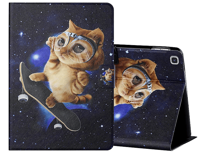 WIGENTO Muster Samsung, Galaxy Tab 2019 Tasche Cover, Druck aufstellbar, A Full T510 T515, mit Motiv 10.1 Schwarz