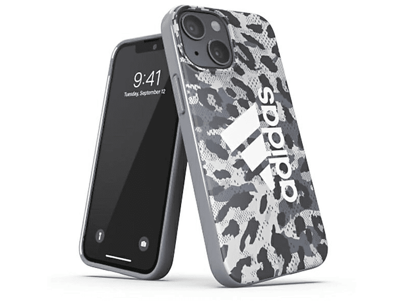 ADIDAS Leopard Collection Snap Hülle Cover, Backcover, Apple, iPhone 13 Mini, Grau
