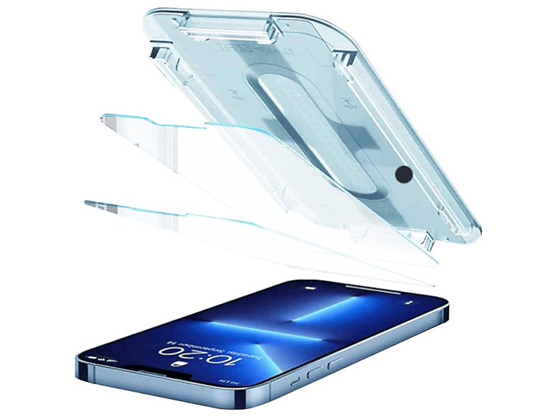 WIGENTO 1x H9 Hart Glas Folie mit Selbstmontage Ausrichtungsgehäuse Schutzglas(für Apple iPhone 14 / 13 / 13 Pro)