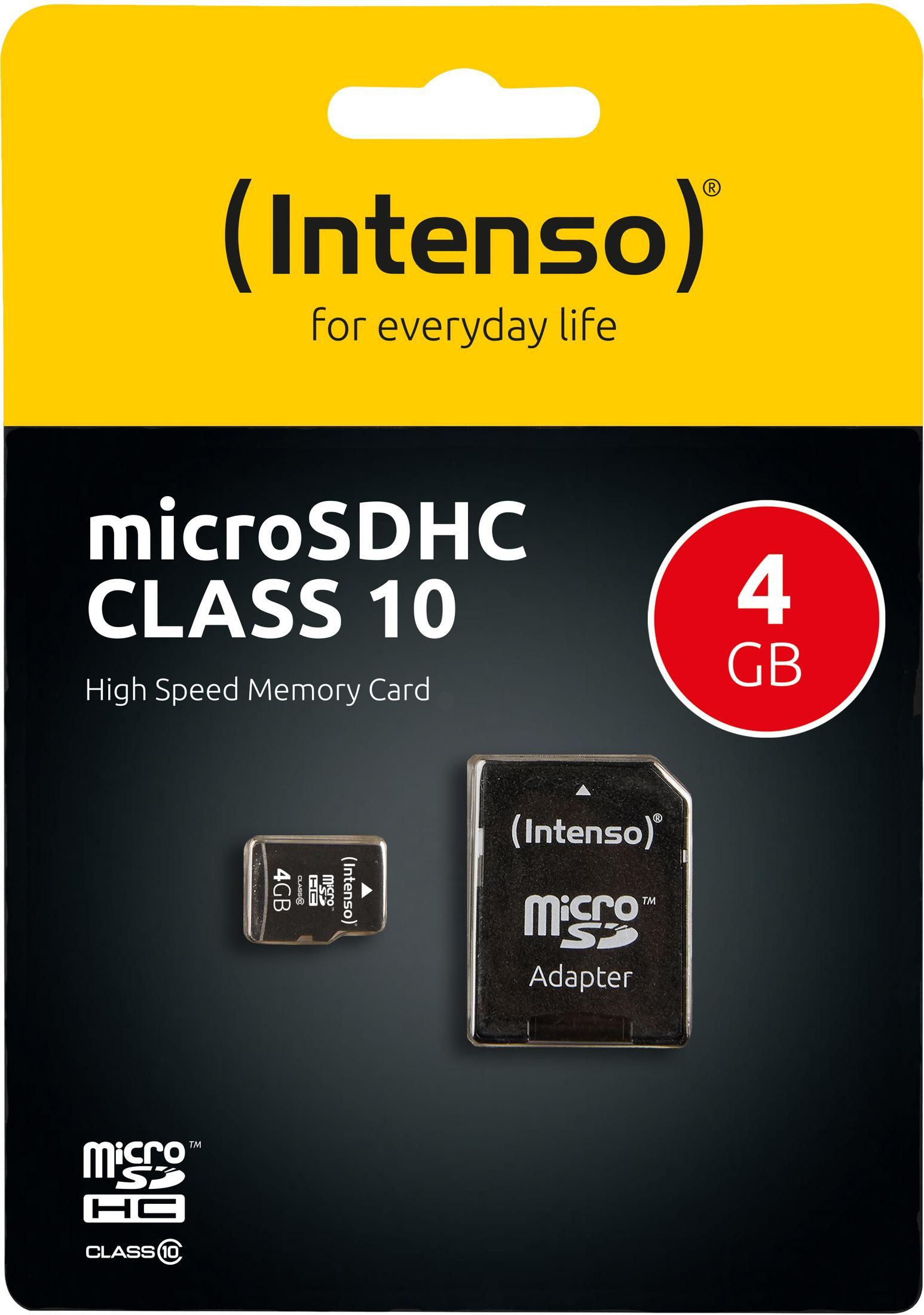 Micro-SDHC Card Speicherkarte, Class 4 INTENSO 10 4GB SDHC, GB Intenso microSD