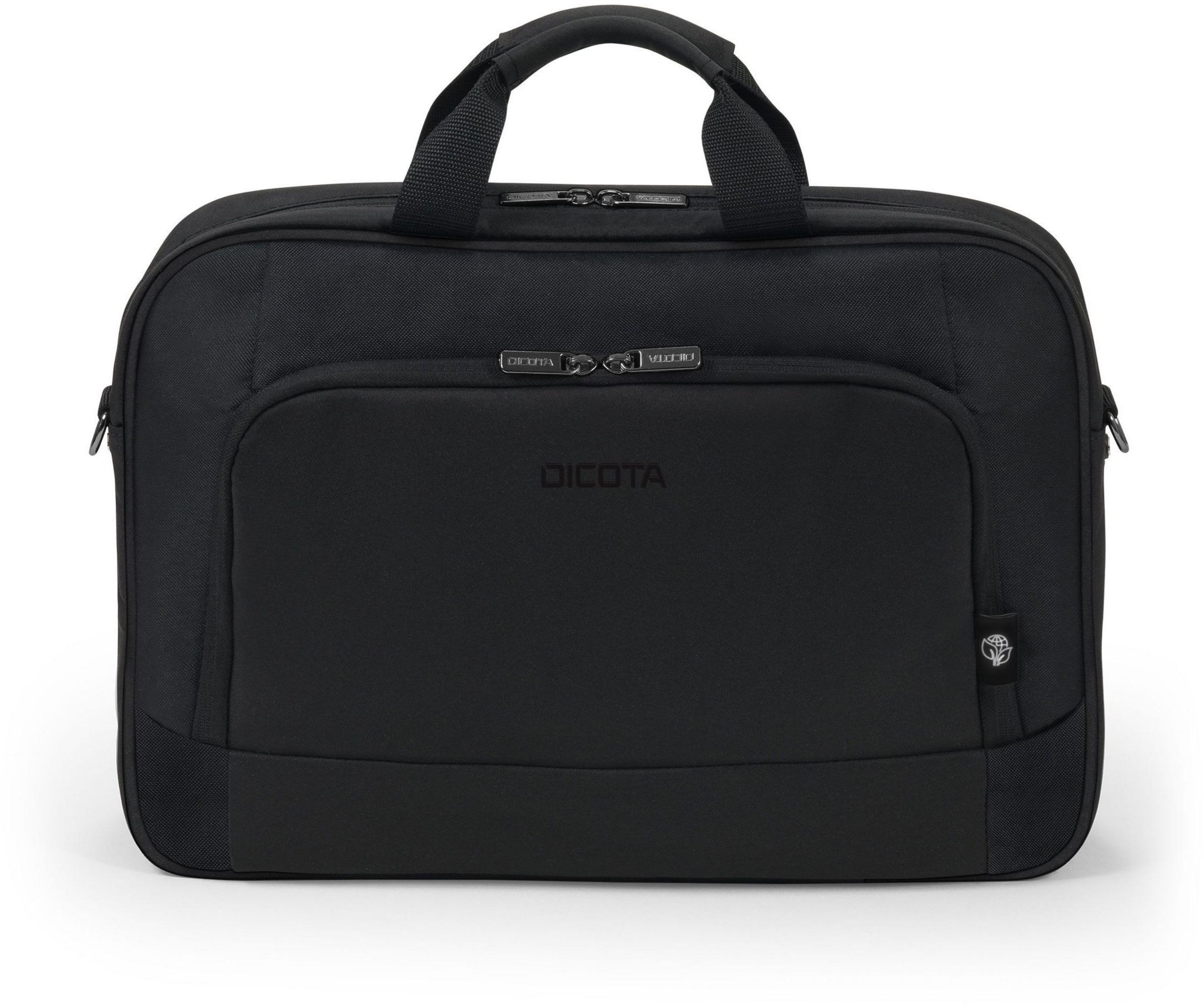 Borsa per laptop nera. Sfondo bianco.
