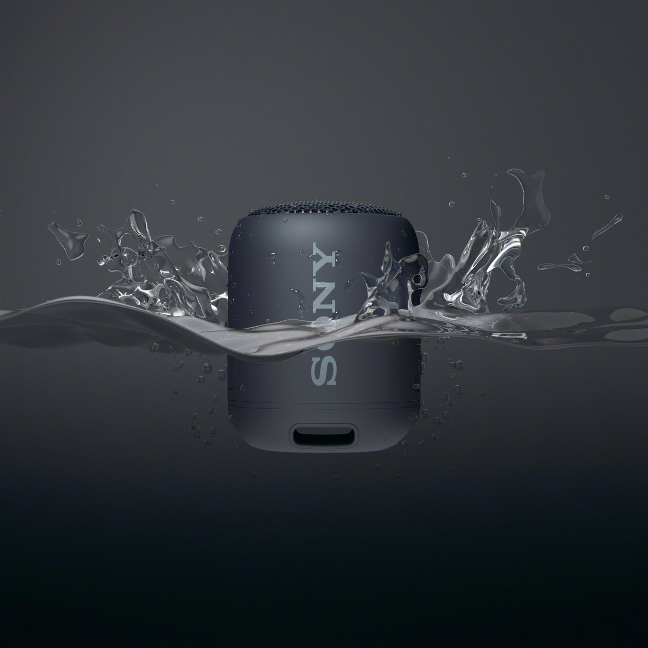 SONY SRS-XB 12 B Bluetooth Schwarz, Wasserfest Lautsprecher, SCHWARZ