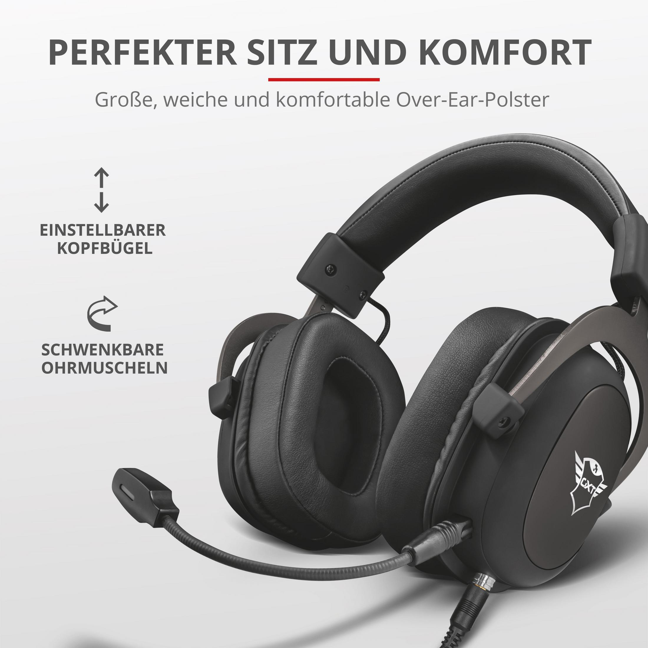 Headset 23310 PREMIUM, 414 TRUST Gaming ZAMAK Schwarz GXT Over-ear