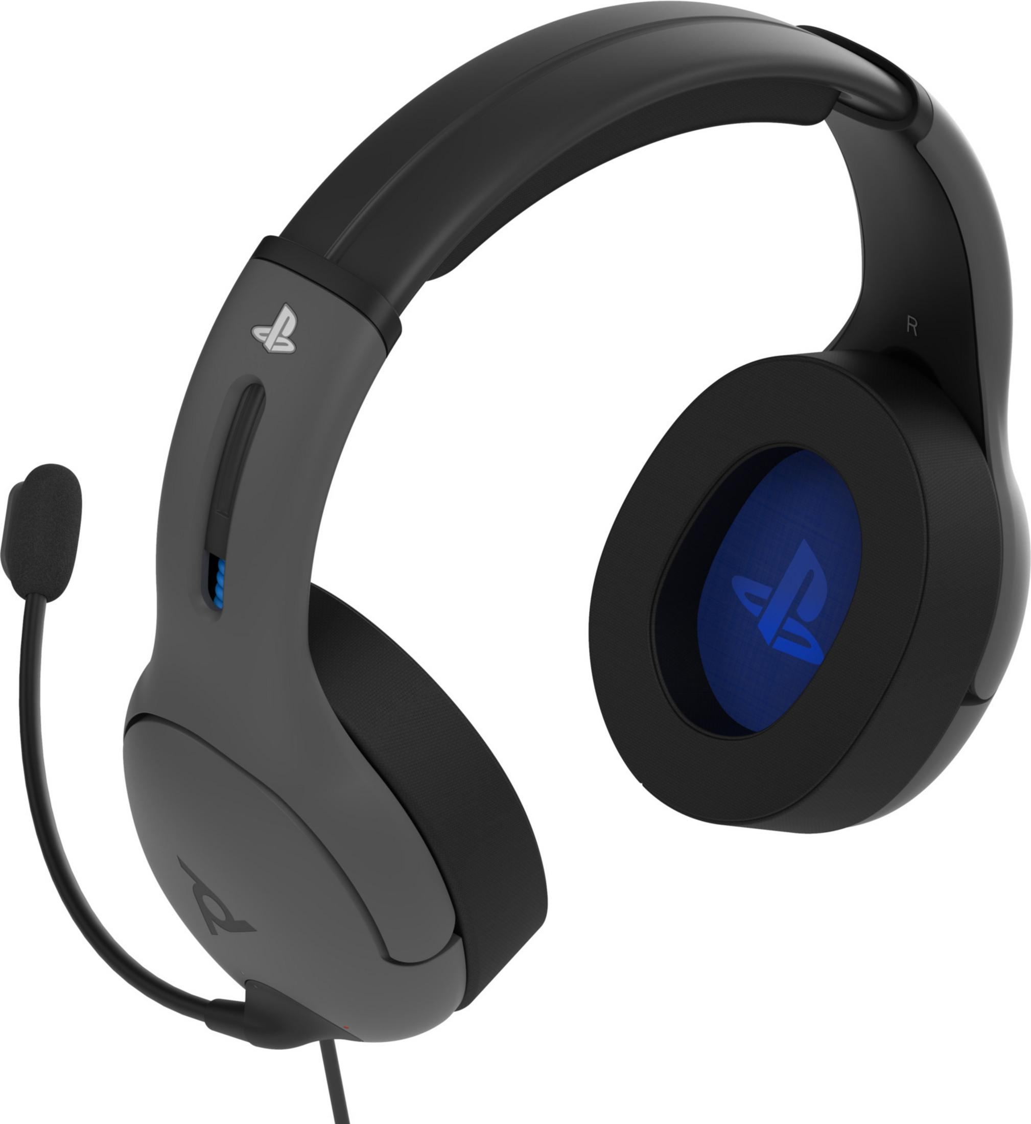 Czarny i szary zestaw słuchawkowy PlayStation z mikrofonem.