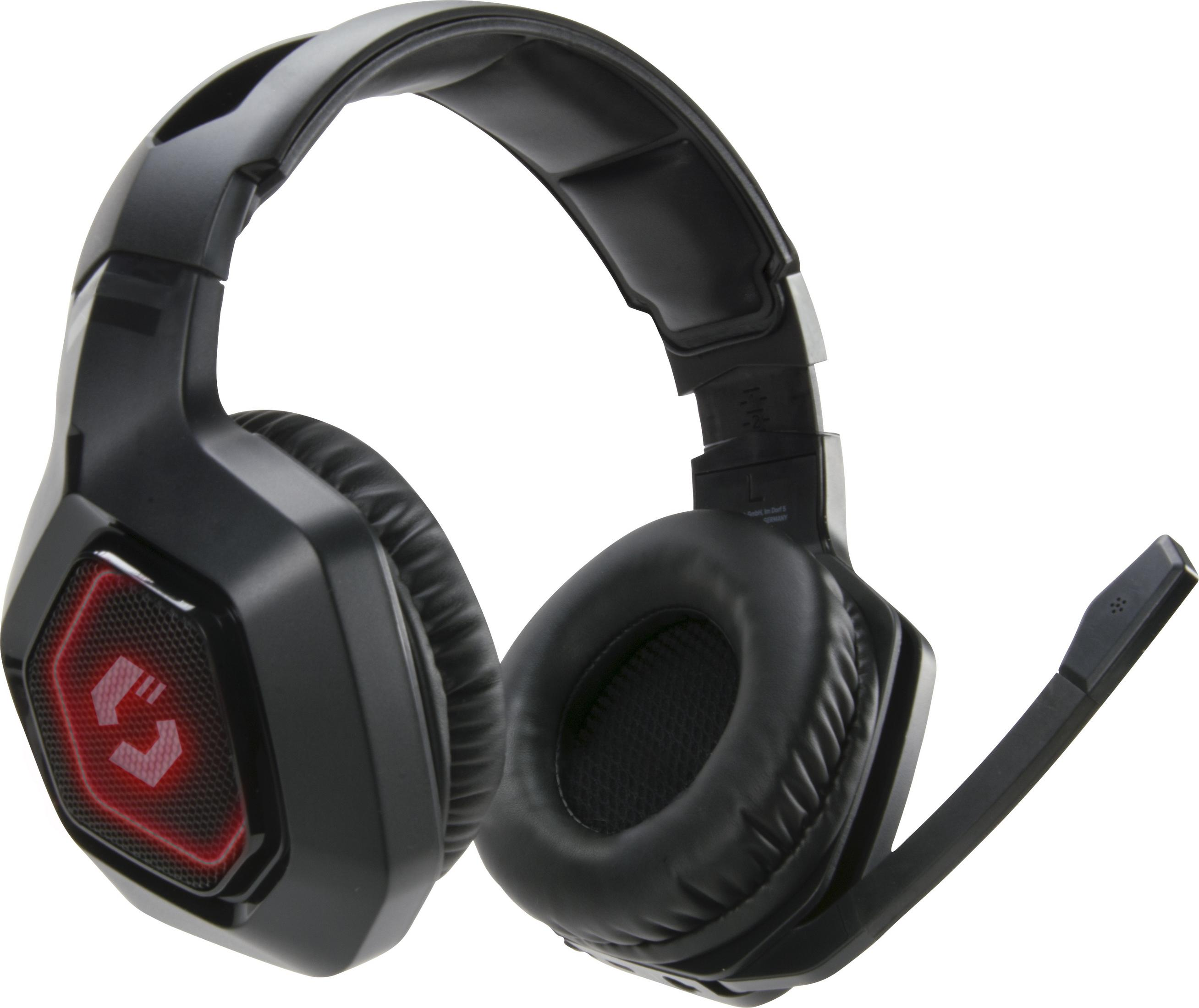 NK MANDAS LED, Schwarz Bluetooth Over-ear Gaming Headset