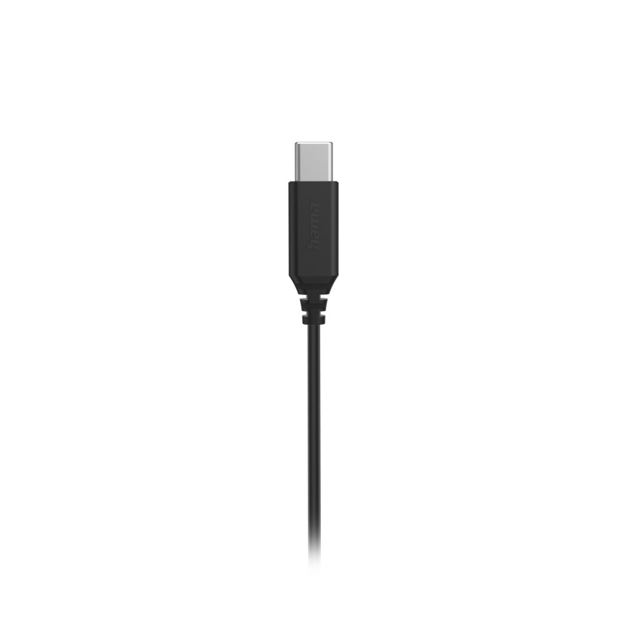 Czarny kabel USB-C z logo Hama na białym tle.