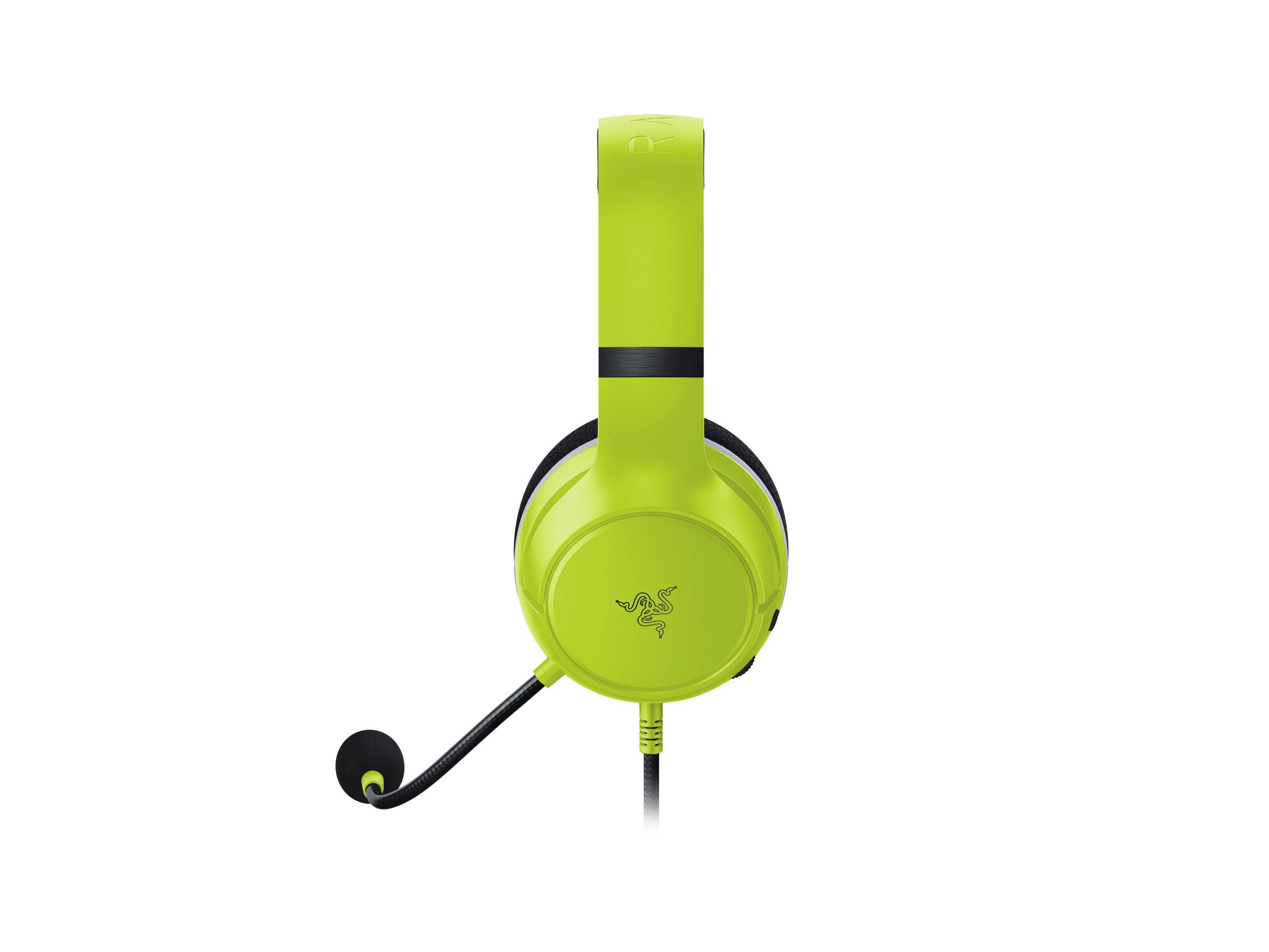 Limettengrünes Razer-Headset mit Mikrofon, freigestellt auf Weiß.