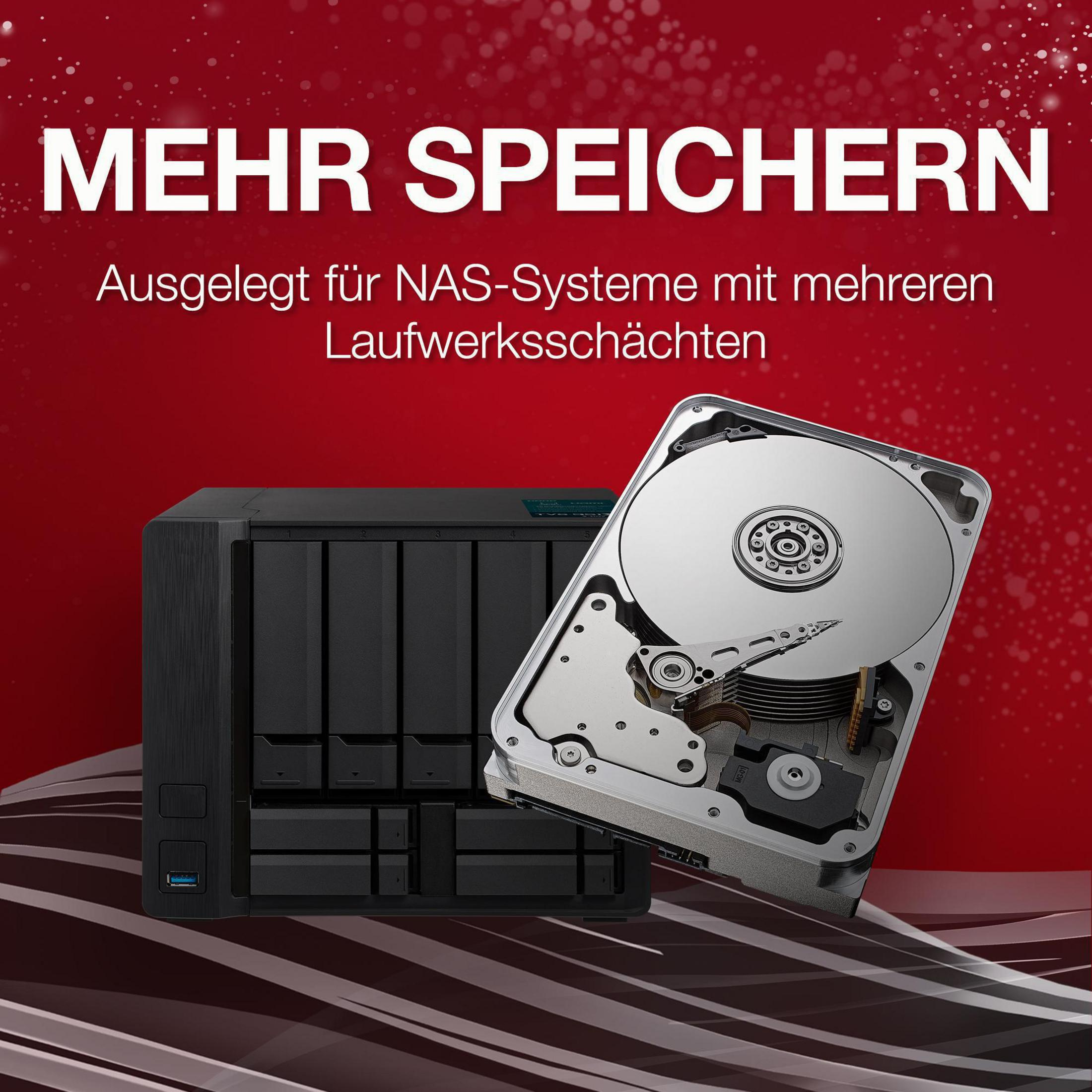 Ein schwarzes NAS-System und eine Festplatte mit geöffneter Abdeckung.
