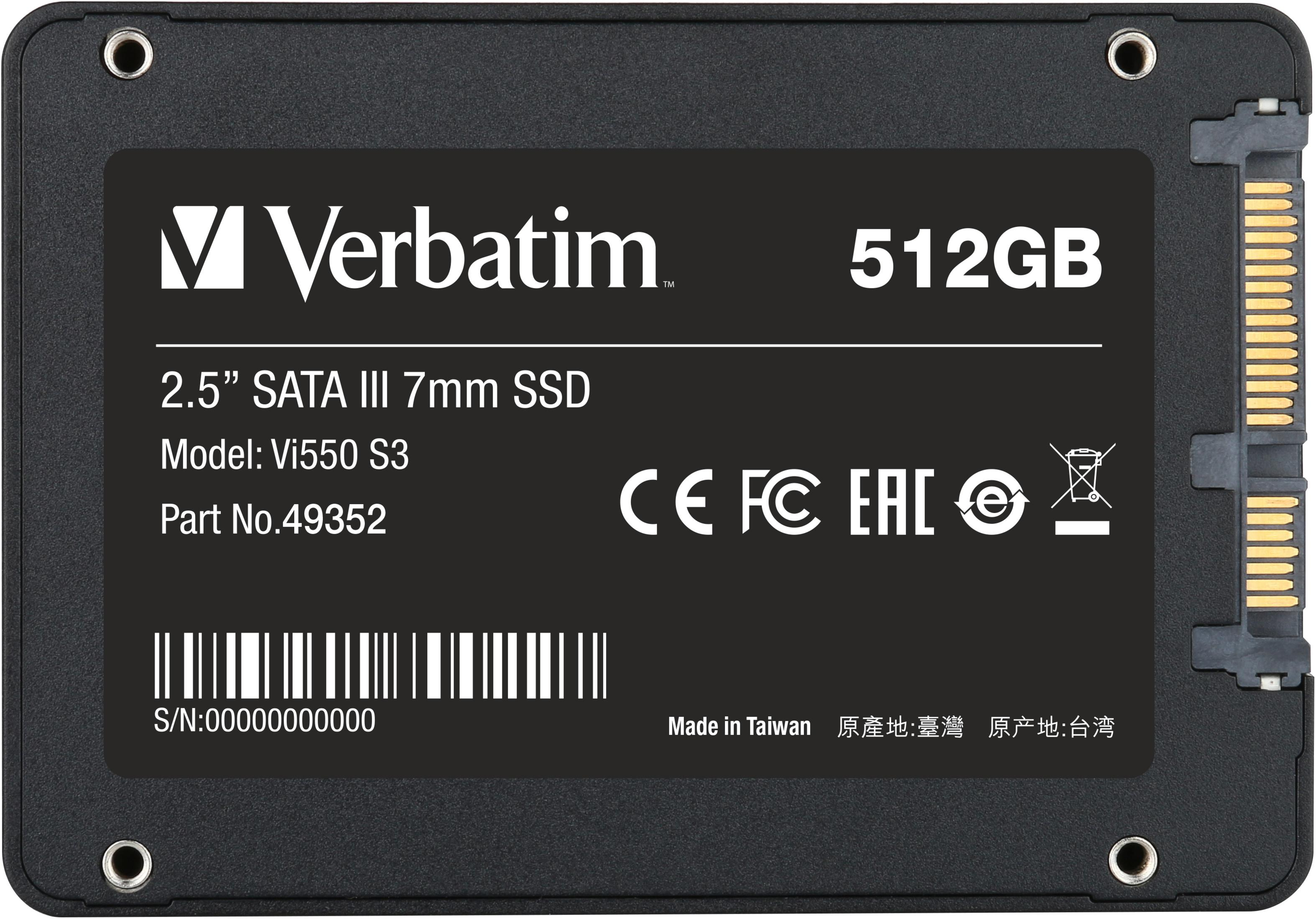 49352, intern GB, SSD, 512 Zoll, VERBATIM 2,5