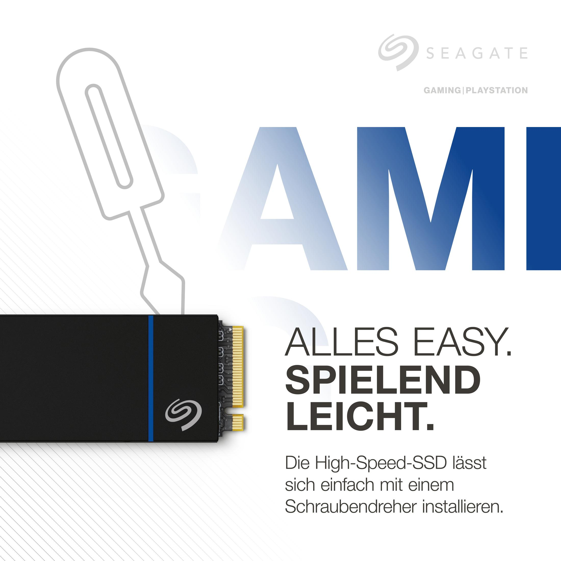 SSD i śrubokręt. Tekst: Alles Easy. Spielend Leicht. Czarny i niebieski.