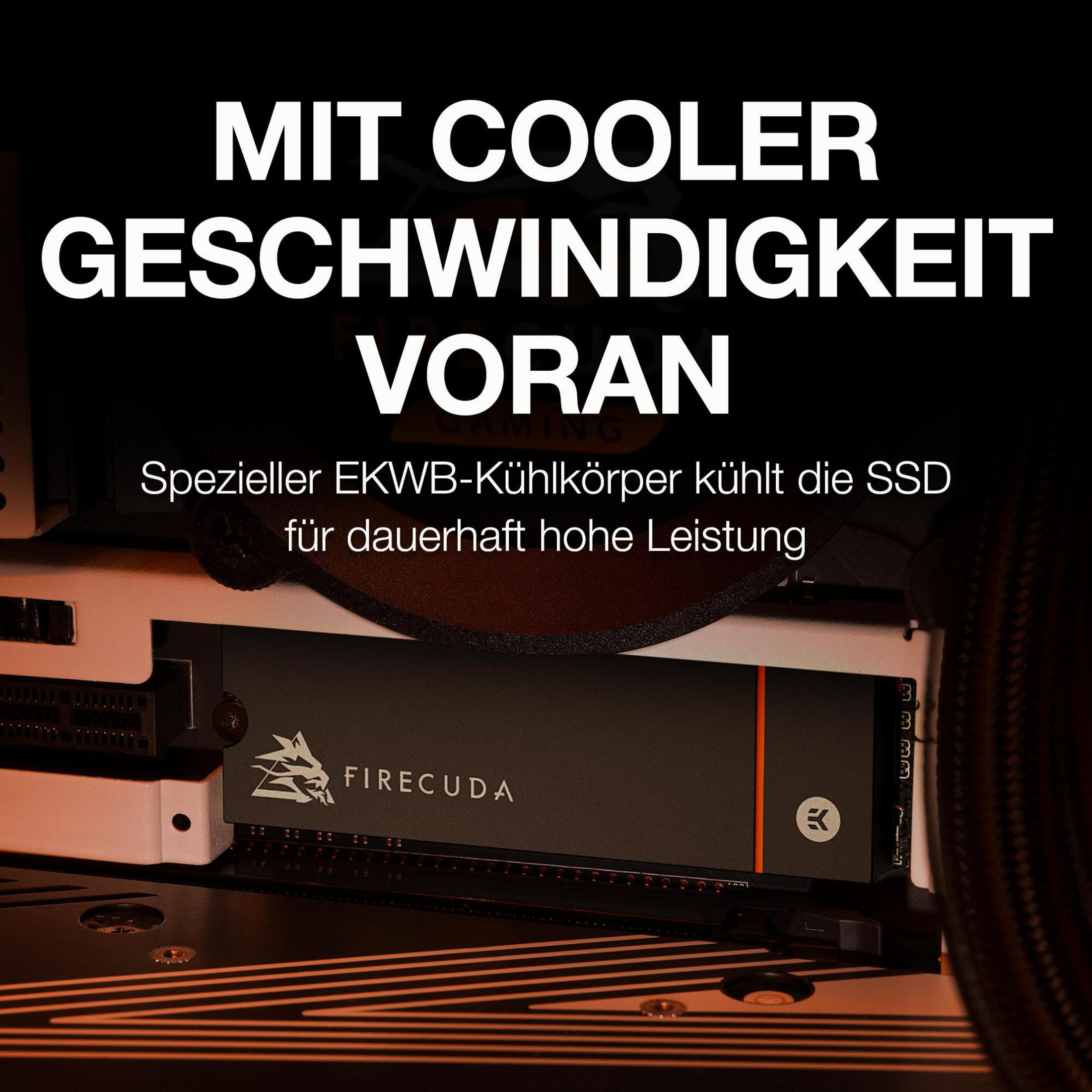 Komputer z kartą graficzną, tekst brzmi 'Firecuda' i 'cooler'.