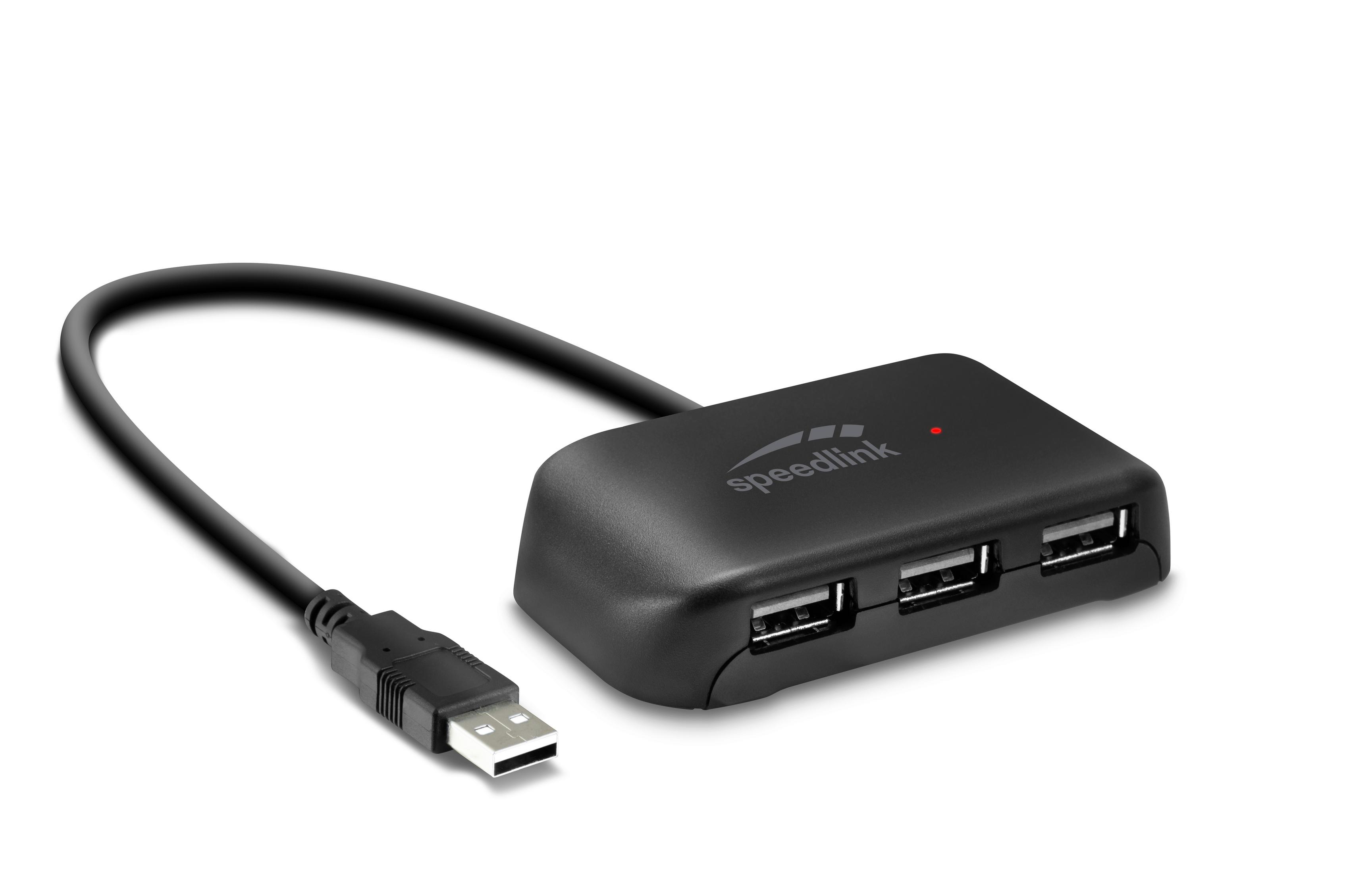 SL-140004-BK USB HUB EVO 2.0, Schwarz USB Hub, SNAPPY SPEEDLINK 4-PORT