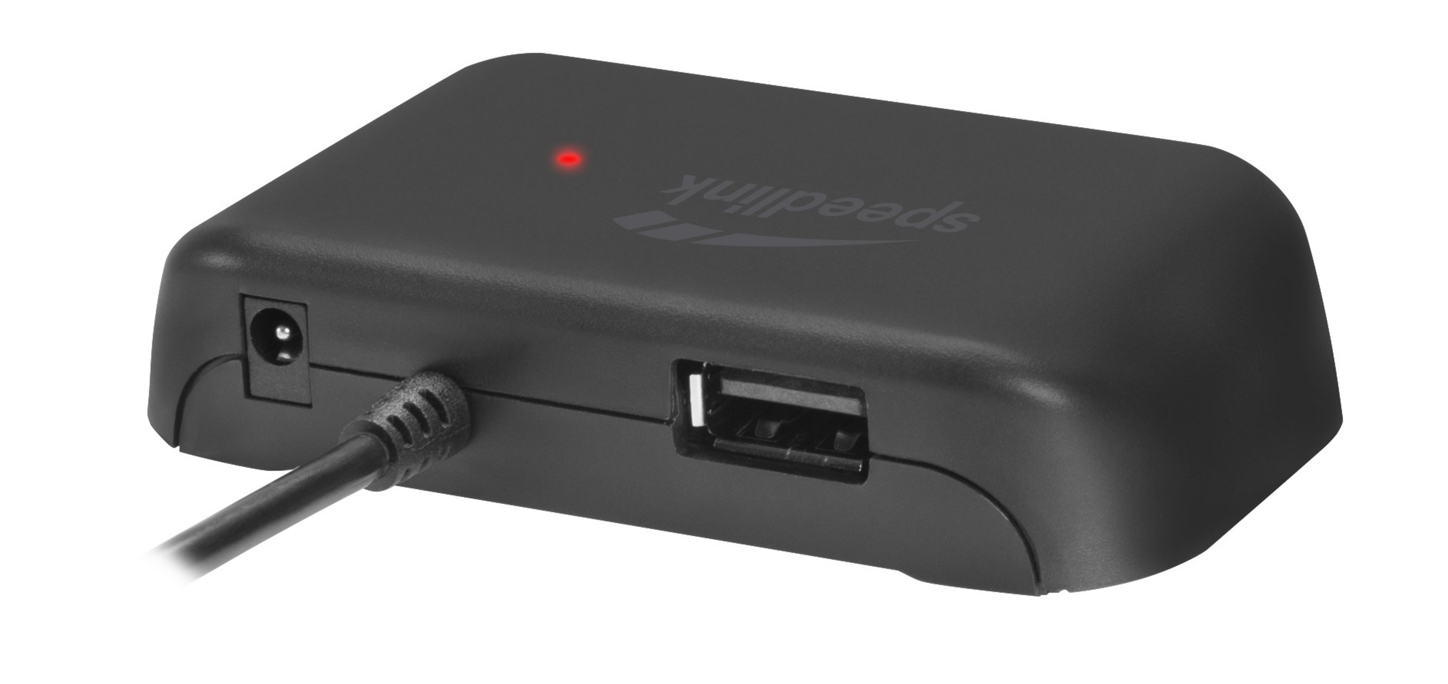 EVO Schwarz Hub, 2.0, SNAPPY USB HUB SPEEDLINK SL-140004-BK USB 4-PORT