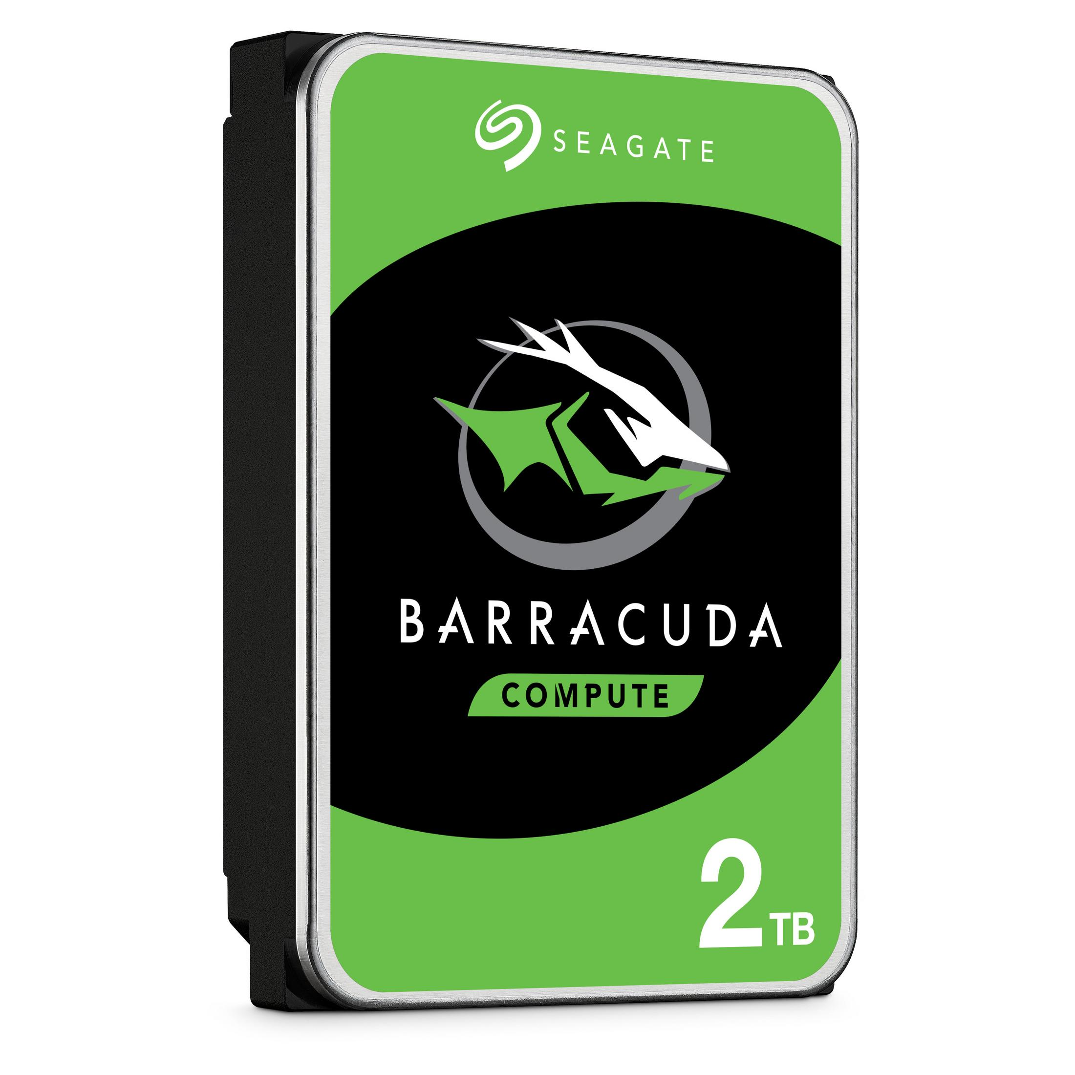 Dysk twardy Seagate Barracuda Compute 2TB na białym tle.