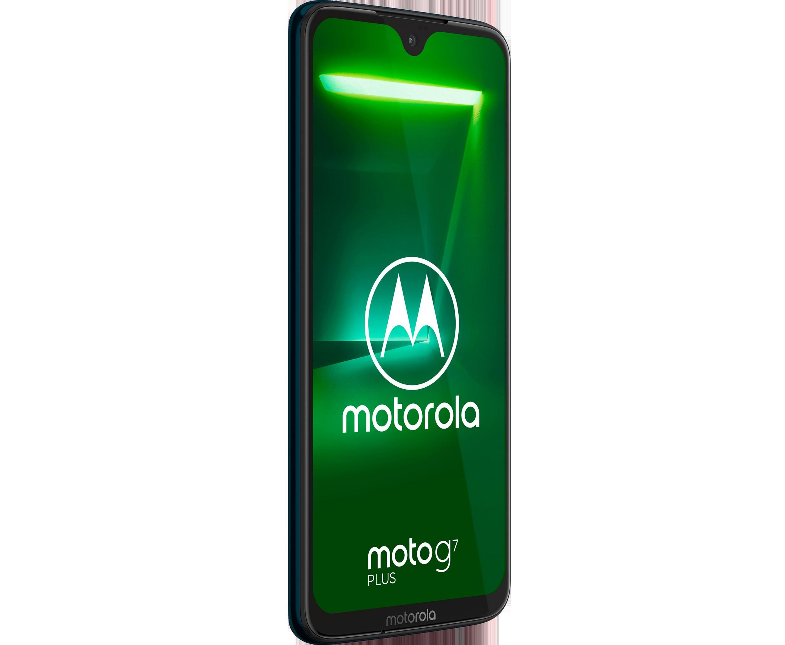 Schwarzes Telefon mit dem Motorola-Logo auf dem Bildschirm. Der Hintergrund des Bildschirms ist grün.
