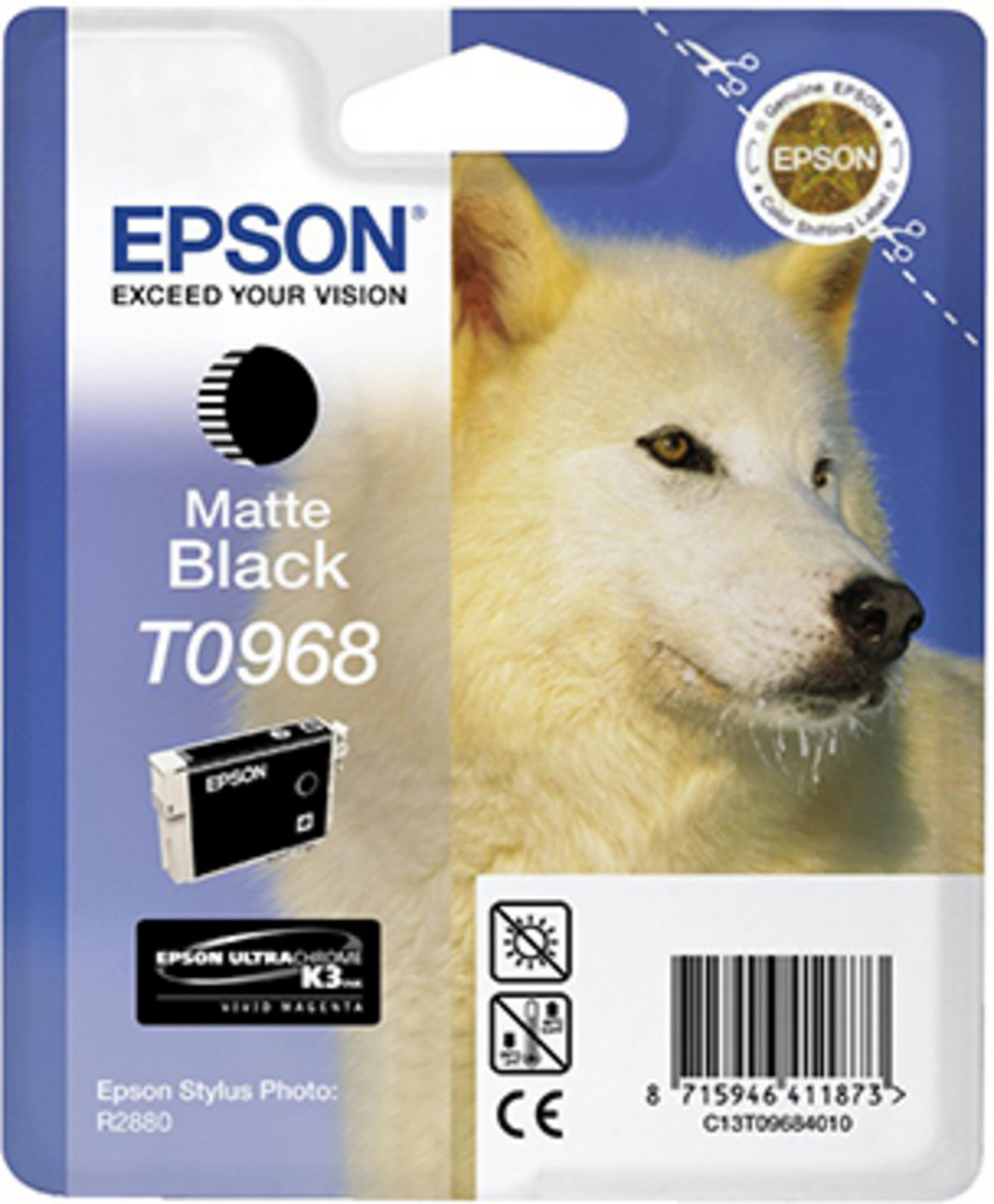 Confezione cartuccia inchiostro Epson con immagine lupo e dettagli prodotto.
