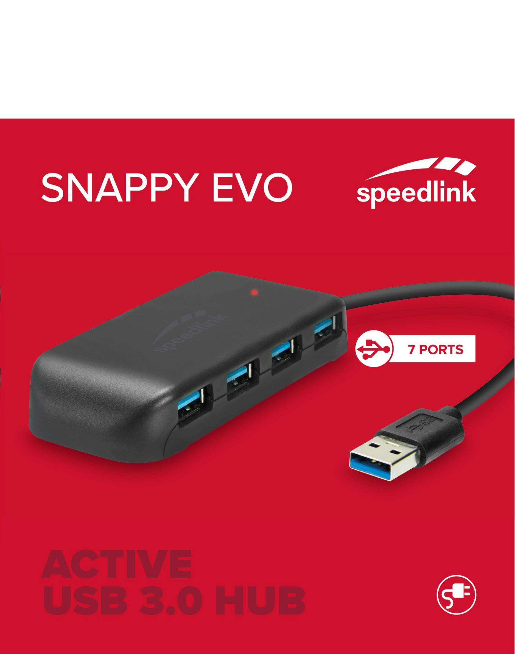 SPEEDLINK SL-140108-BK SNAPPY EVO Hub, HUB Schwarz 3.0, USB 7-PORT USB USB