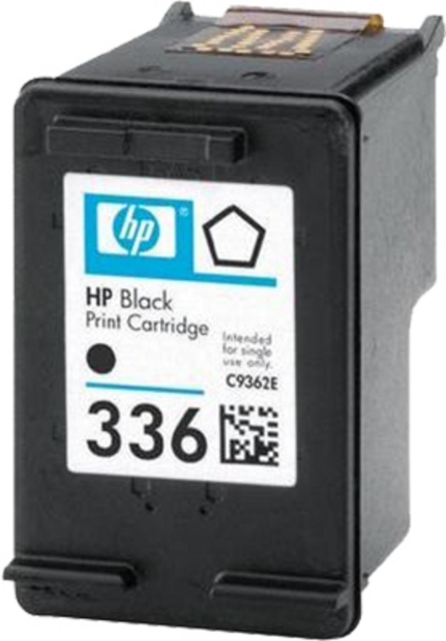Cartuccia di stampa nera HP con un punto nero e un simbolo pentagonale. Colore nero.