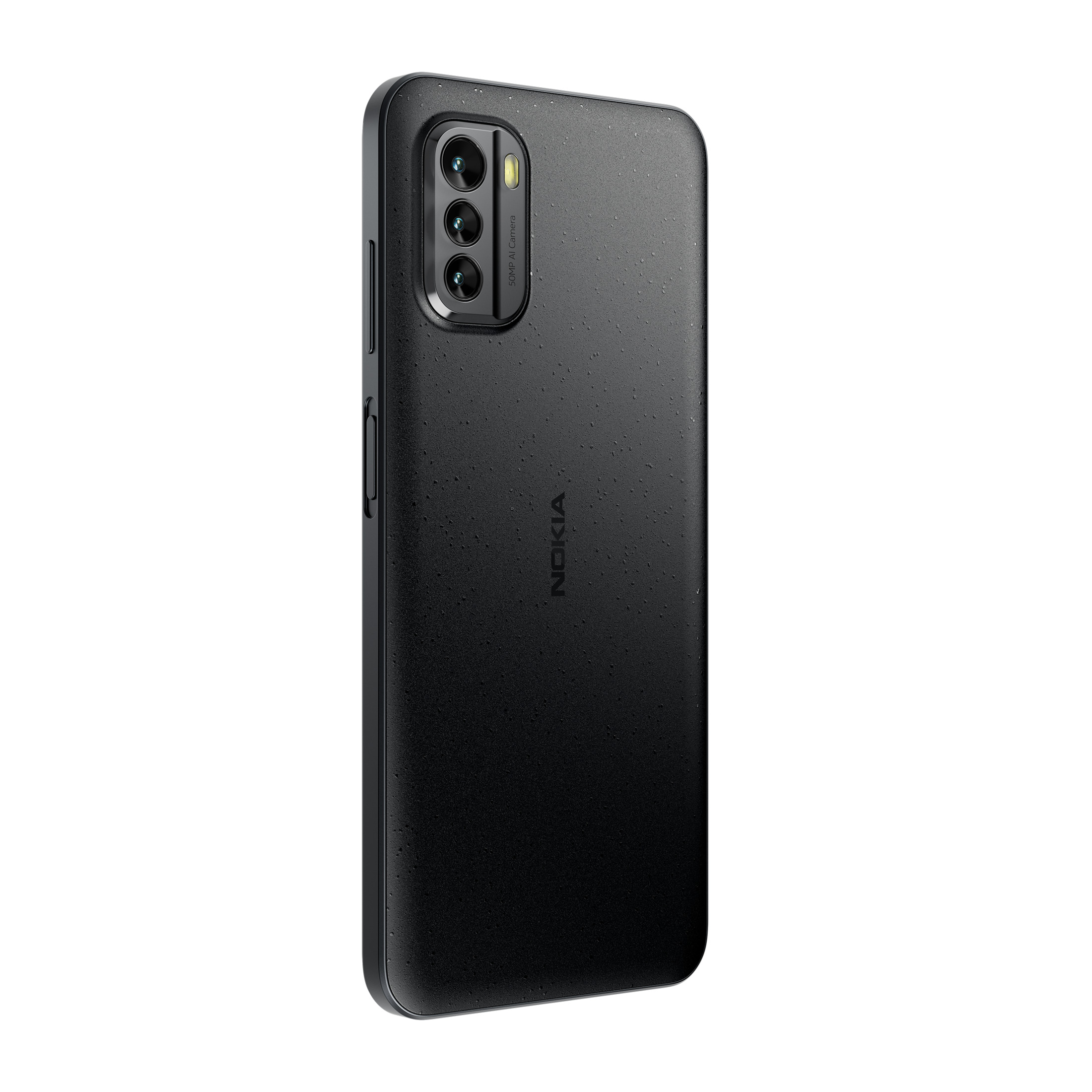 Eine schwarze Nokia-Handyhülle mit strukturierter Oberfläche und Kameraaussparung.