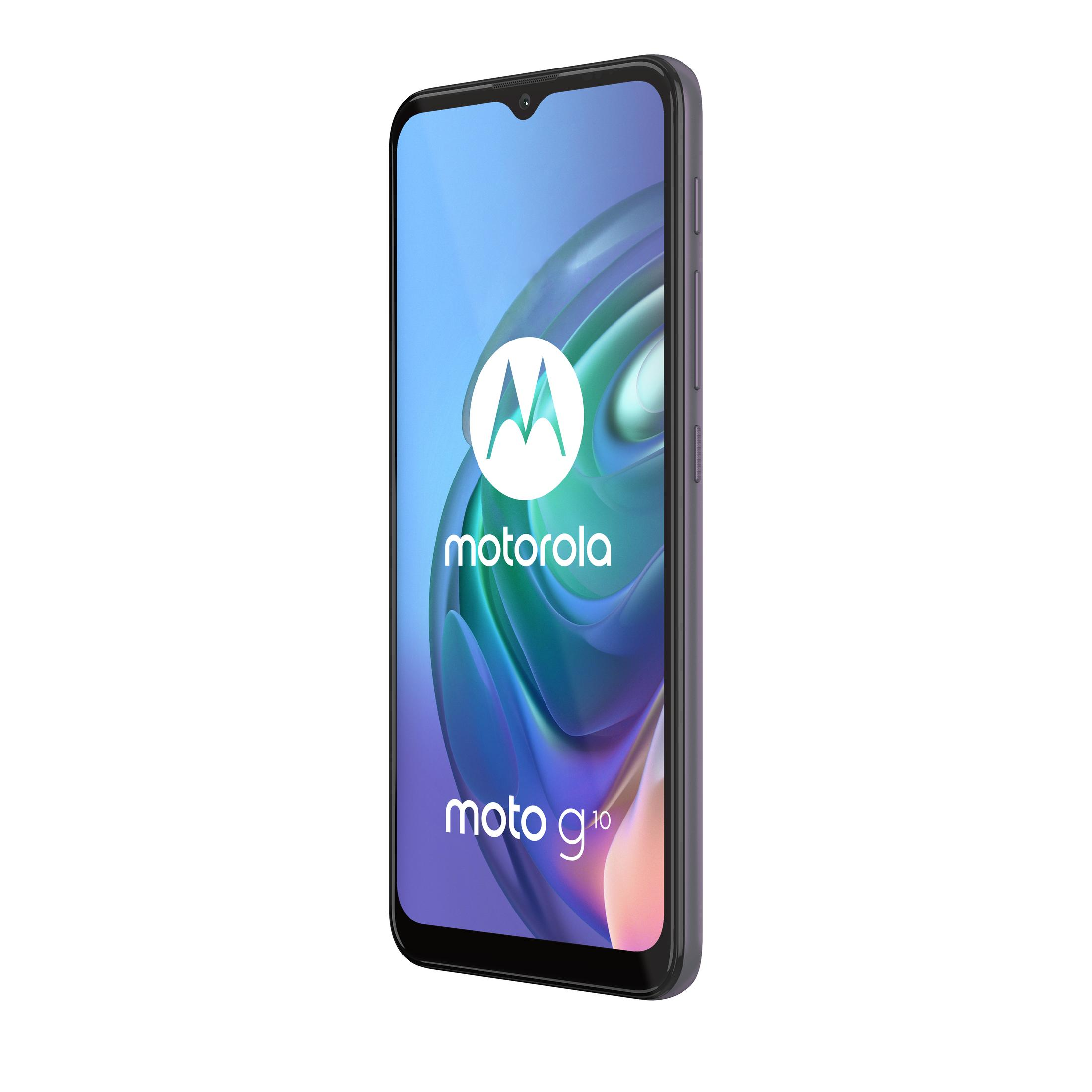 Ein Motorola moto g10 Smartphone wird angezeigt und zeigt seinen Bildschirm.