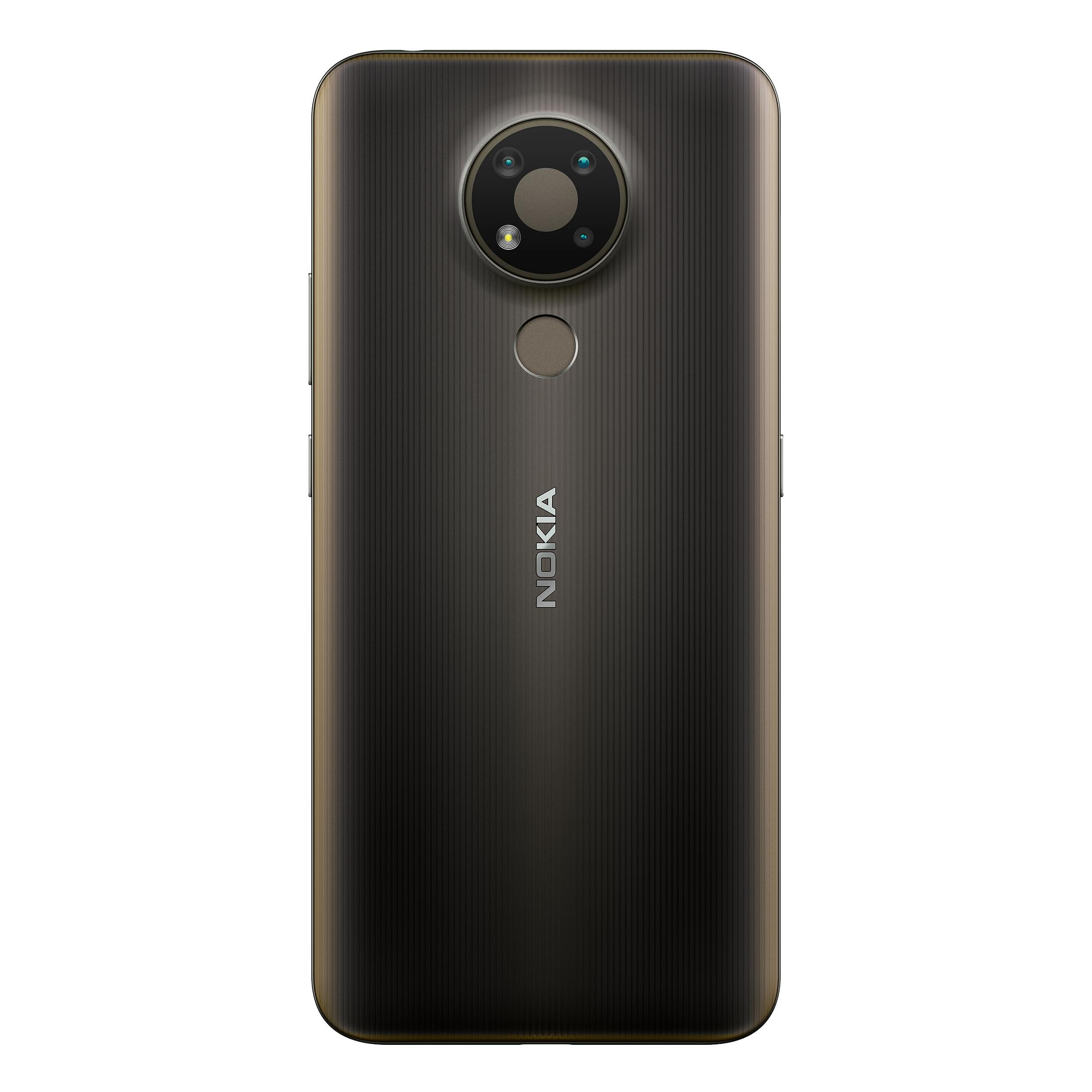 Schwarzes Smartphone mit drei Kameras auf der Rückseite.