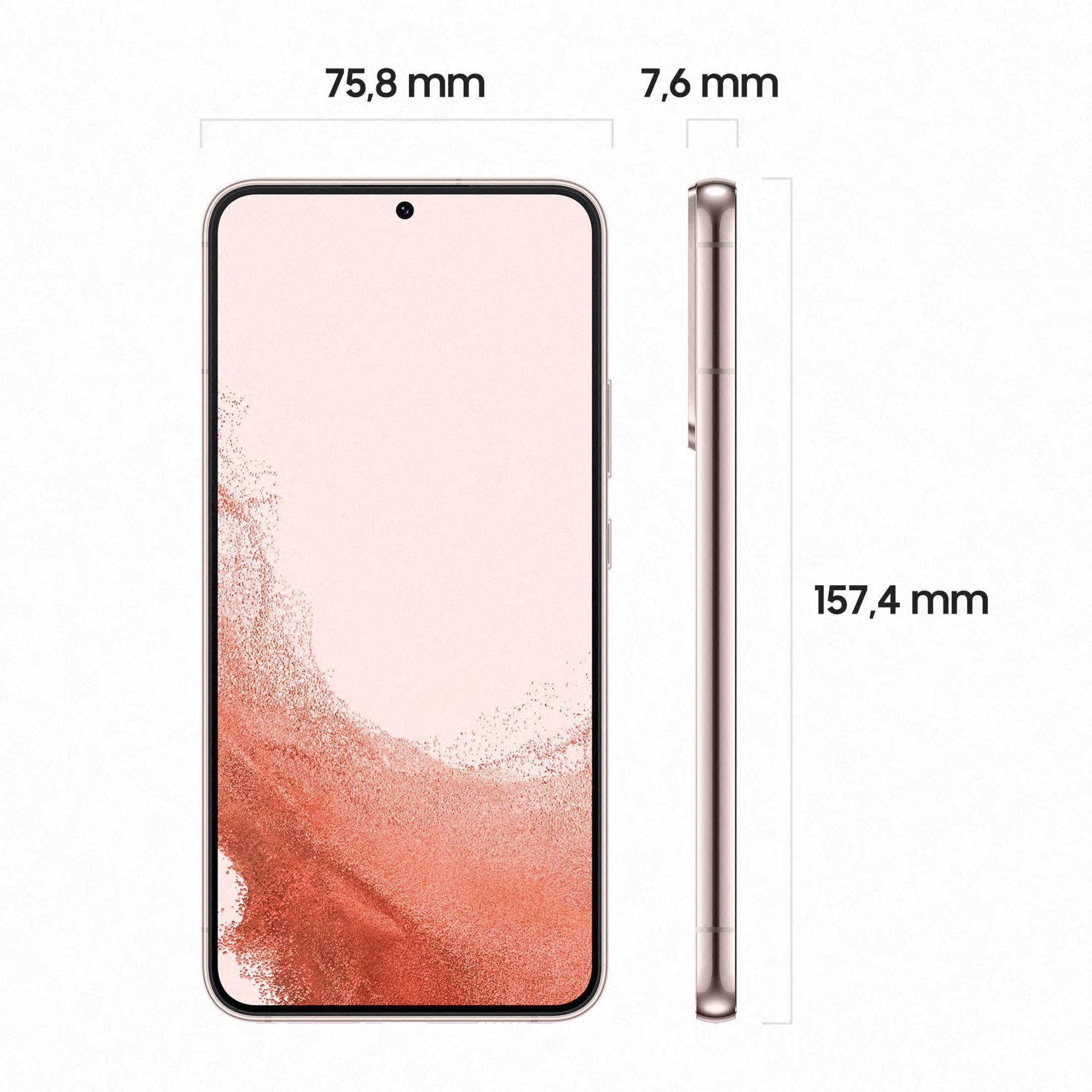 Smartfon pokazujący swoje wymiary: 75,8 mm szerokości, 157,4 mm długości i 7,6 mm grubości.