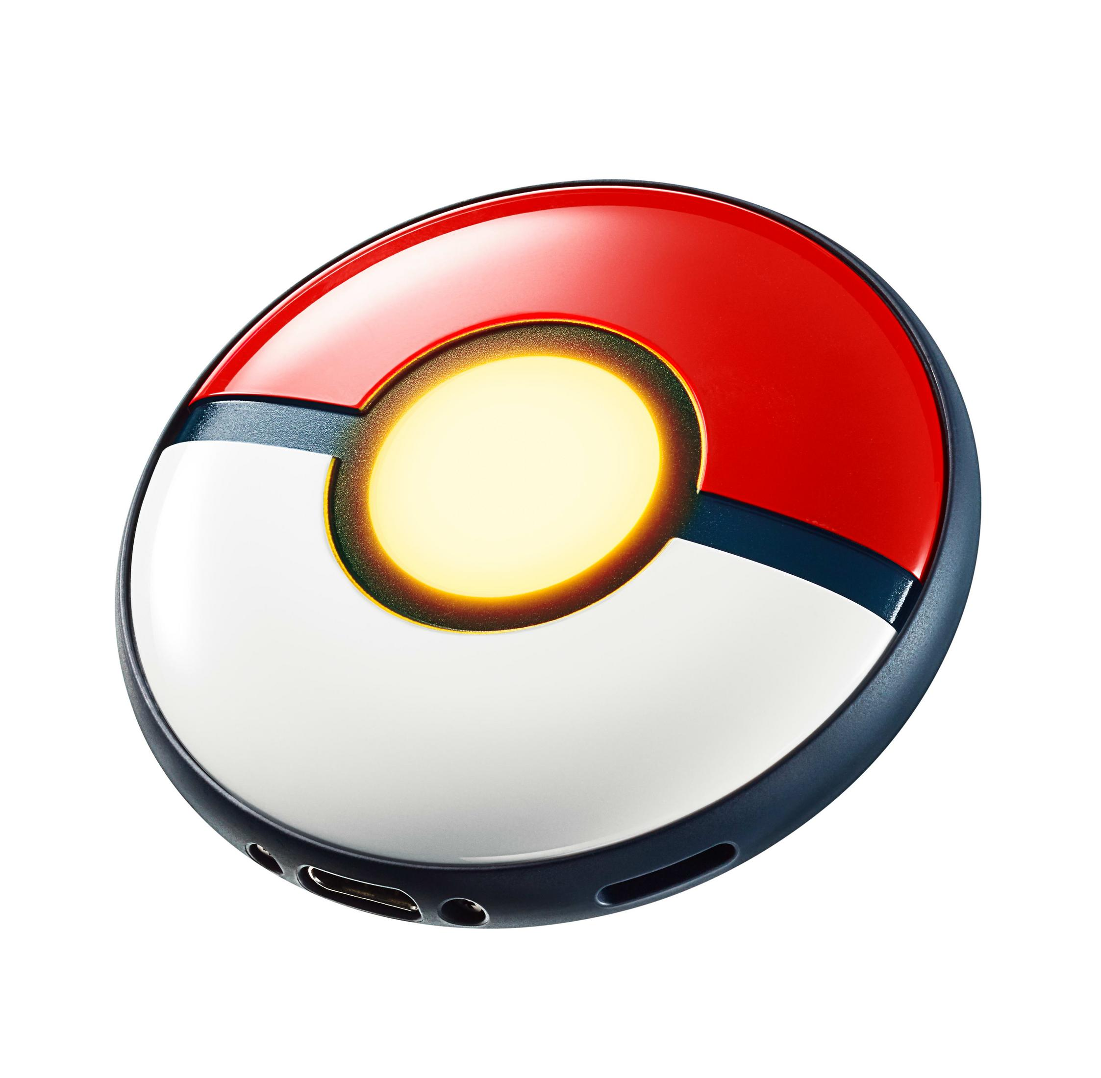 Eine Powerbank im Pokémon-Design, rot und weiß mit gelber Mitte, ähnelt einem Pokeball. Schwarze Umrandung.