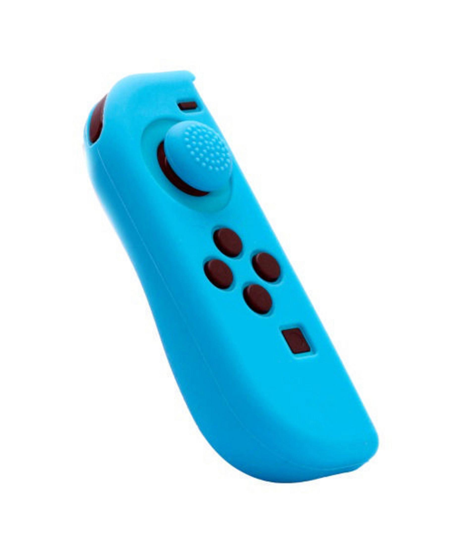 Controlador azul para consola de juegos, con botones y joystick.