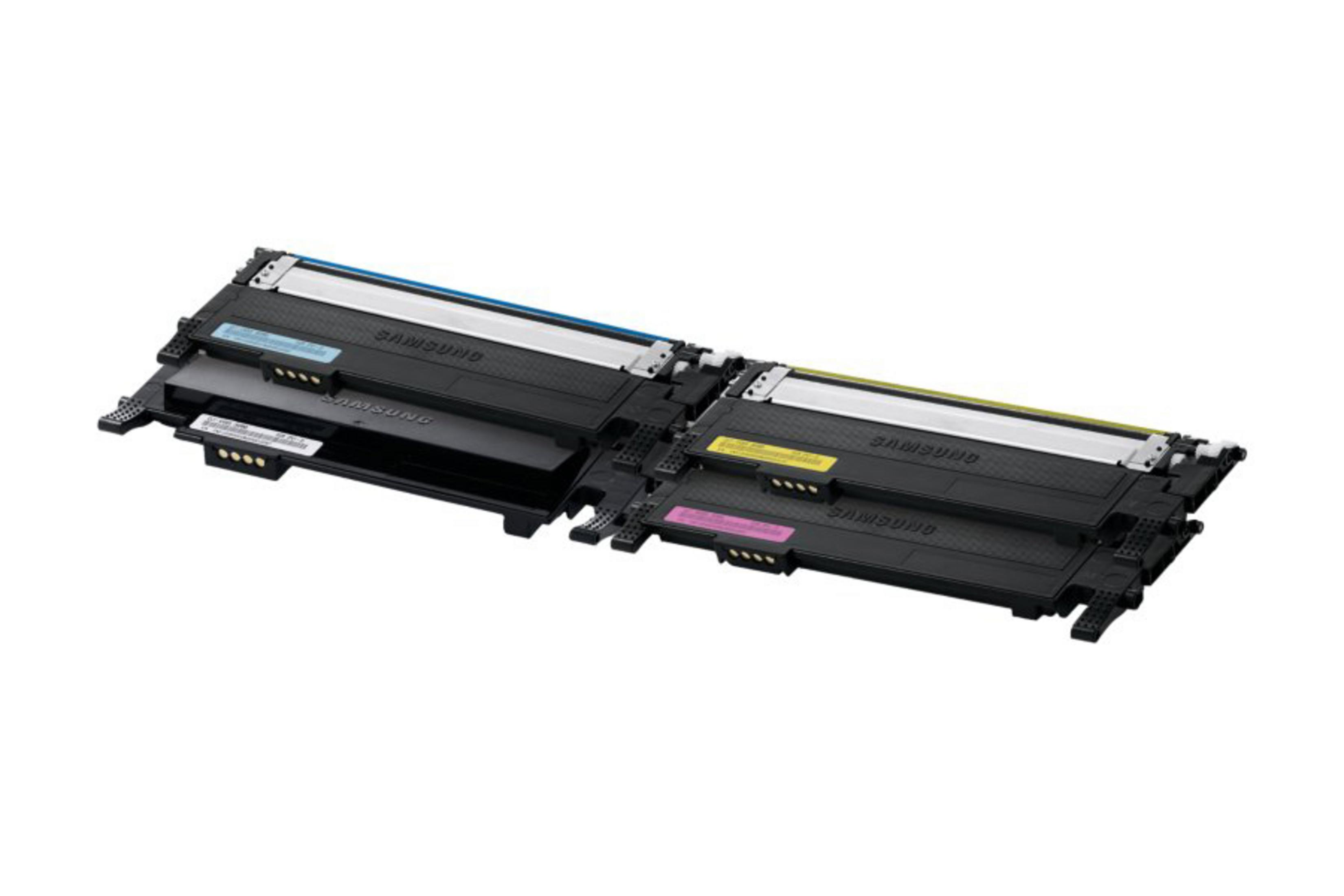 Due cartucce toner nere e a colori. Sono uno accanto all'altro.